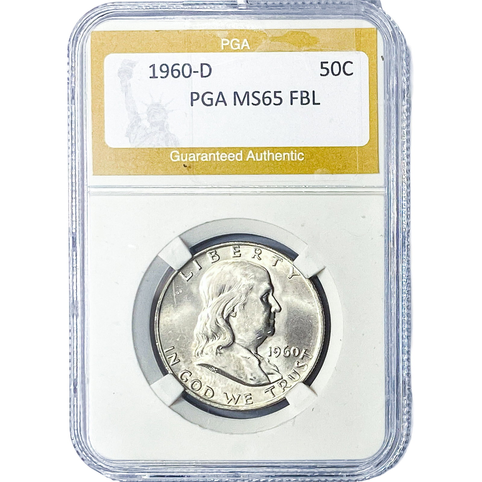 1960-D Franklin Half Dollar PGA MS65 FBL: 1960-D Franklin Half Dollar PGA MS65 FBL