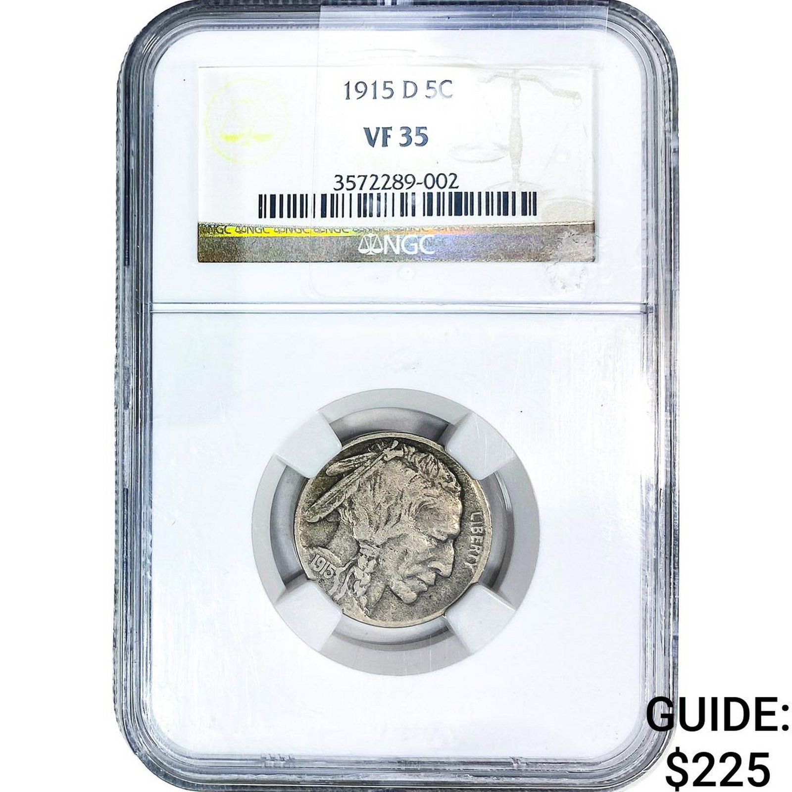 1915-D Buffalo Nickel NGC VF35: 1915-D Buffalo Nickel NGC VF35