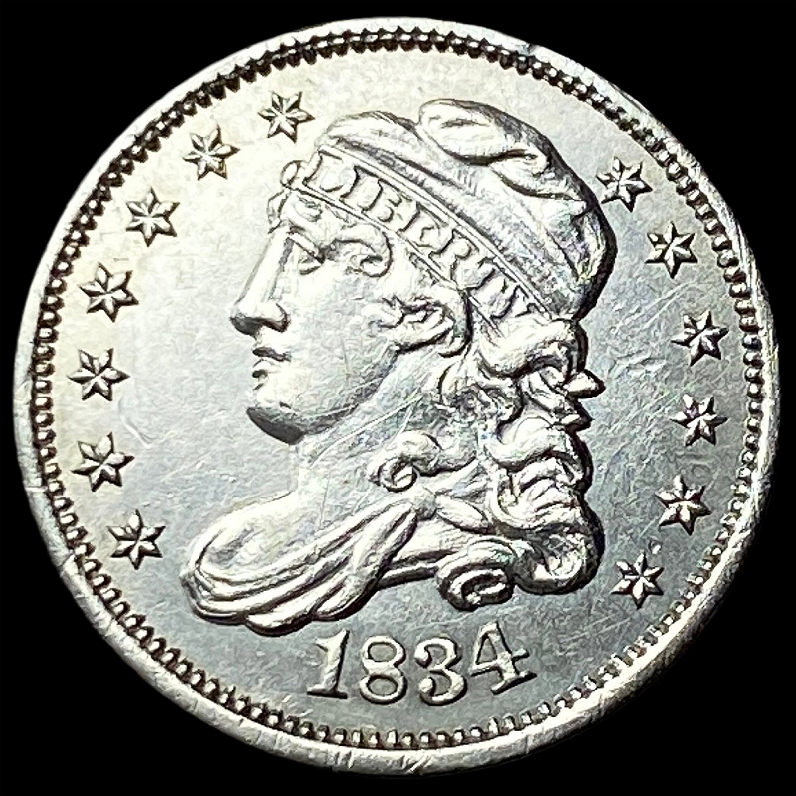 1834 Capped Bust Half Dime CLOSELY UNCIRCULATED: 1834 Capped Bust Half Dime CLOSELY UNCIRCULATED