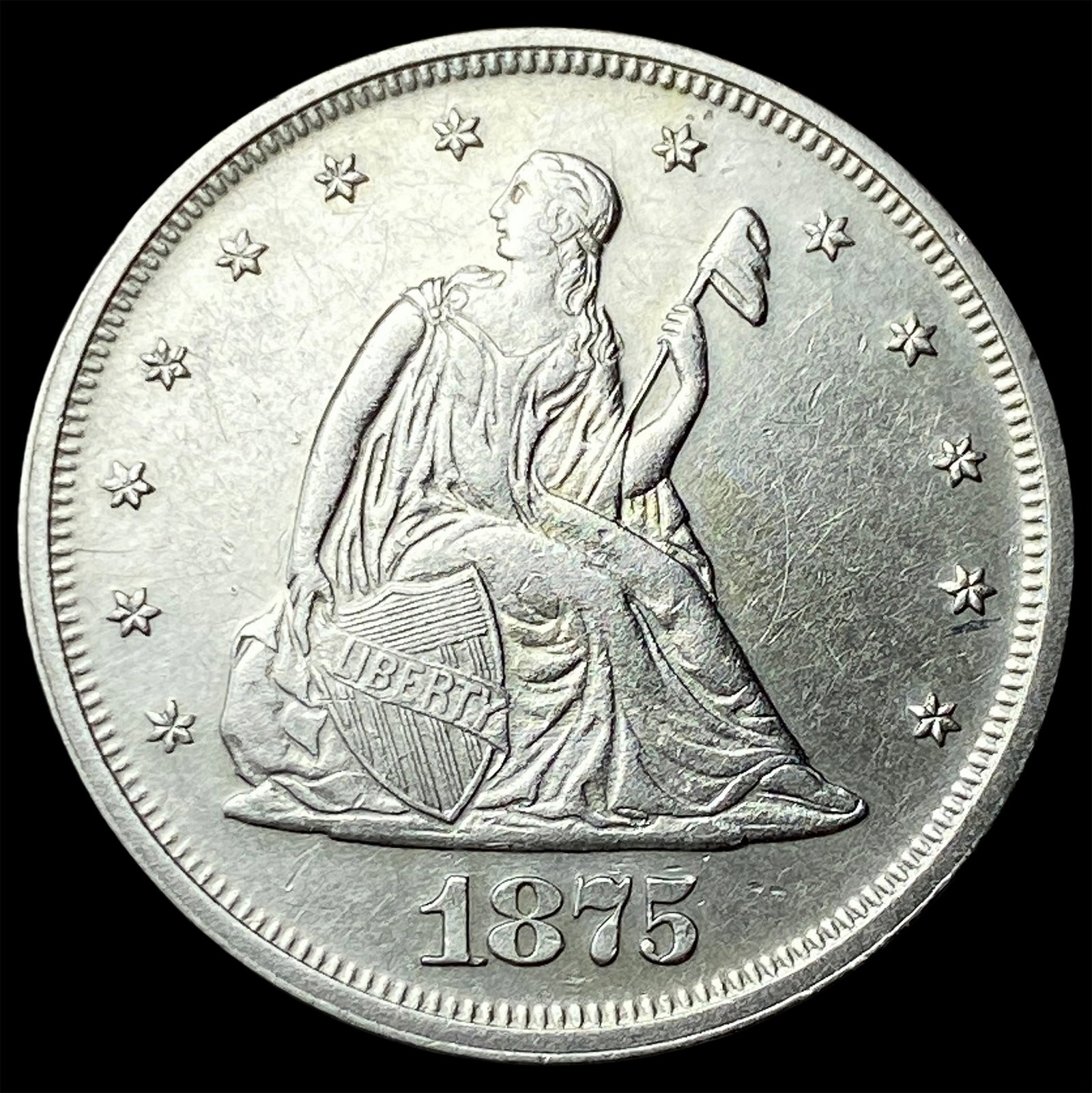 1875 Seated Liberty Twenty Cents CLOSELY UNCIRCULATED: 1875 Seated Liberty Twenty Cents CLOSELY UNCIRCULATED
