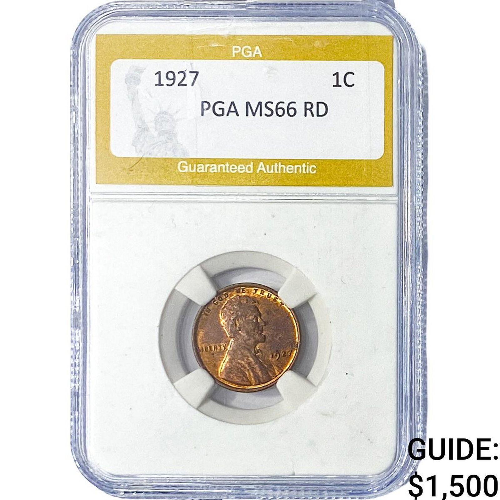 1927 Wheat Cent PGA MS66 RD: 1927 Wheat Cent PGA MS66 RD