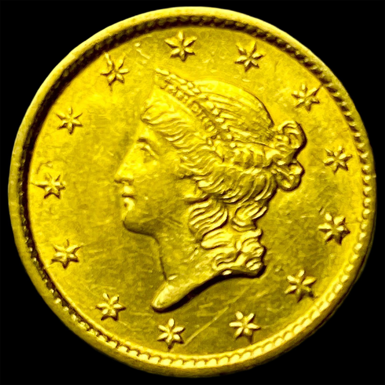 1854 Gold $1 Liberty Head Type 1 NEARLY UNCIRCULATED (1 of 2)