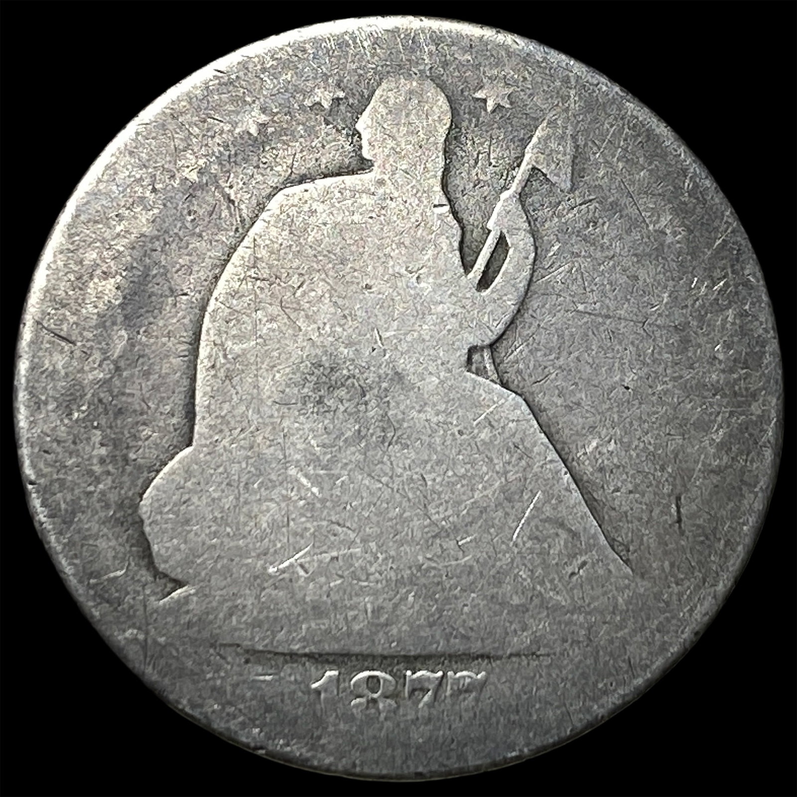 1877-CC Seated Liberty Half Dollar NEARLY UNCIRCULATED: 1877-CC Seated Liberty Half Dollar NEARLY UNCIRCULATED
