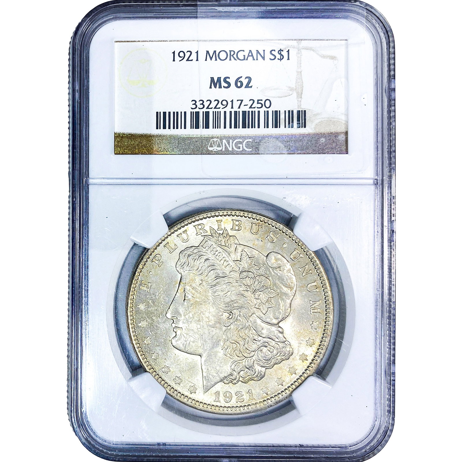 1921 Morgan Silver Dollar NGC MS62: 1921 Morgan Silver Dollar NGC MS62