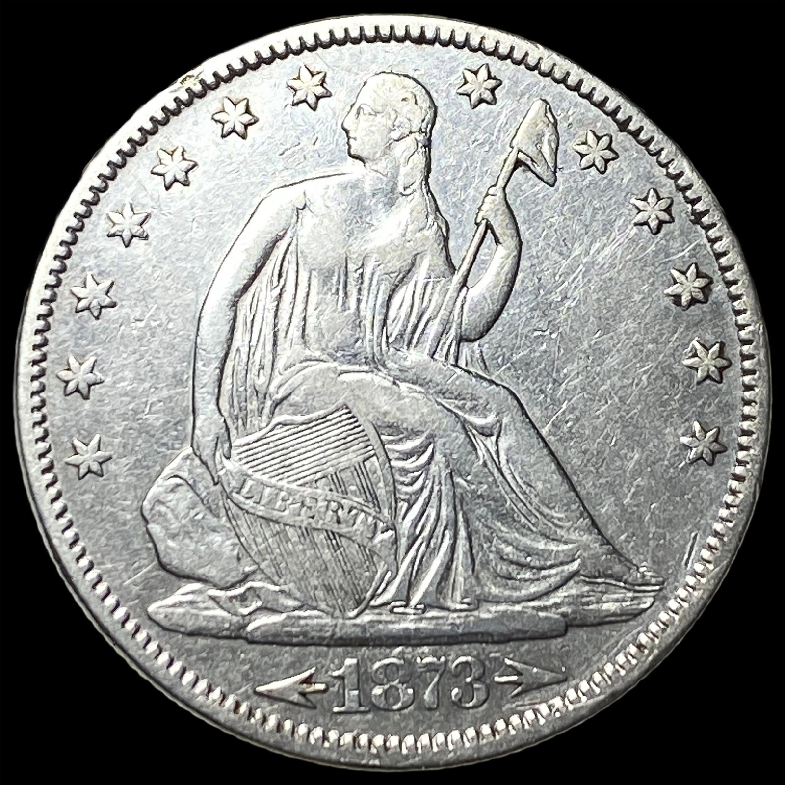 1873 Arrows Seated Liberty Half Dollar NEARLY UNCIRCULATED: 1873 Arrows Seated Liberty Half Dollar NEARLY UNCIRCULATED