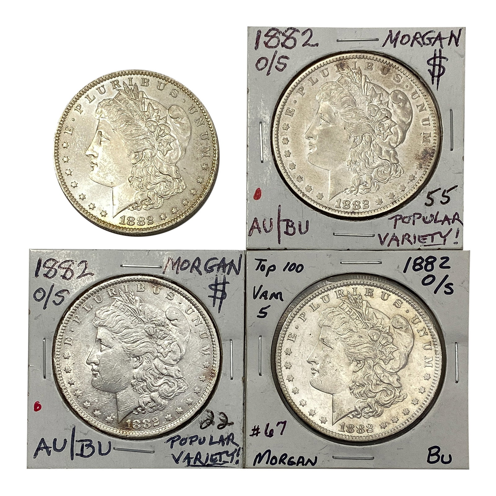[4 Coins] 1882 Morgan Silver Dollar: [4 Coins] 1882 Morgan Silver Dollar