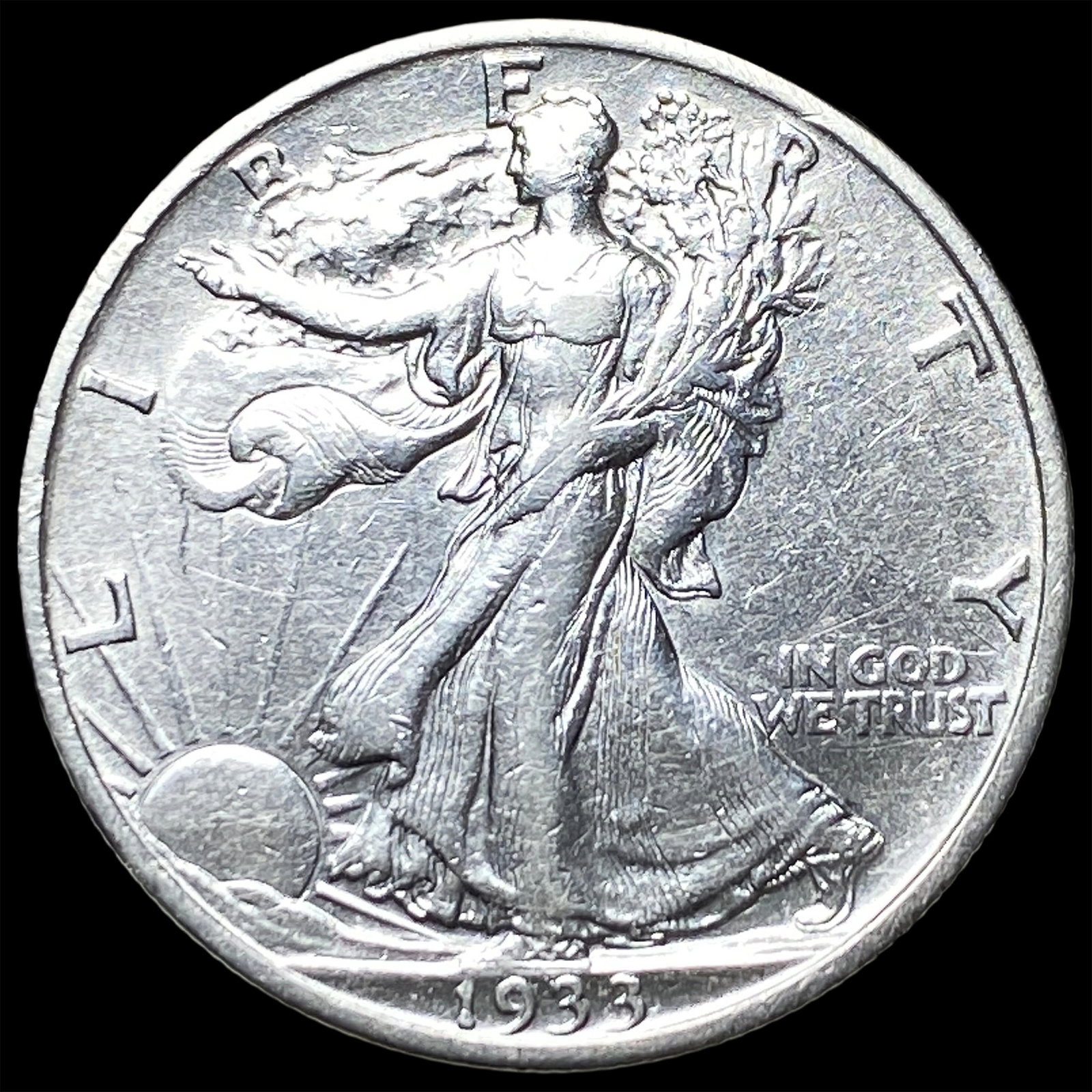 1933-S Silver Walking Liberty Half Dollar CHOICE AU: 1933-S Silver Walking Liberty Half Dollar CHOICE AU