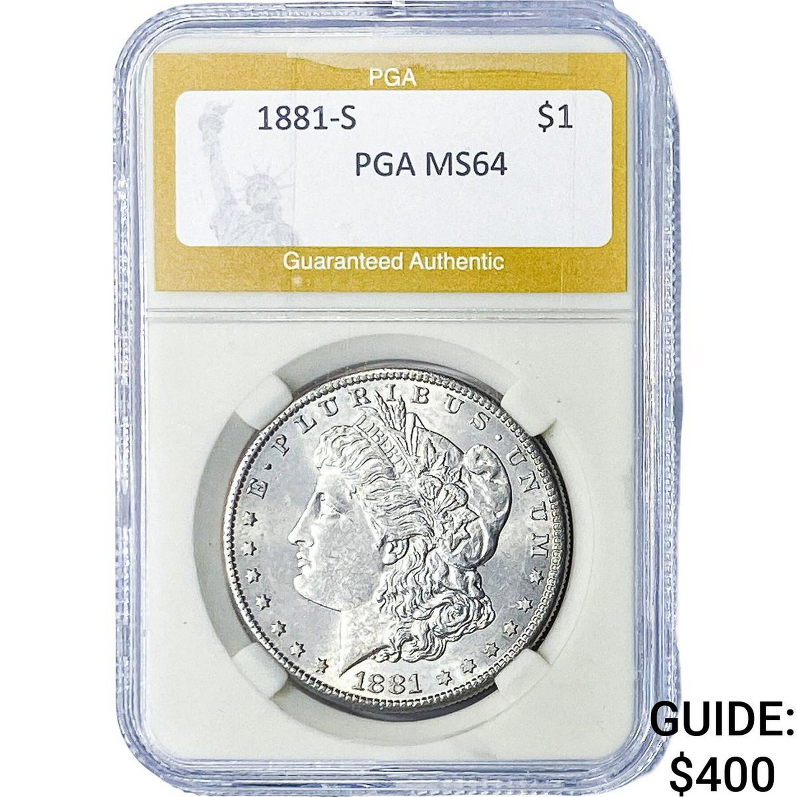 1881-S Morgan Silver Dollar PGA MS64: 1881-S Morgan Silver Dollar PGA MS64