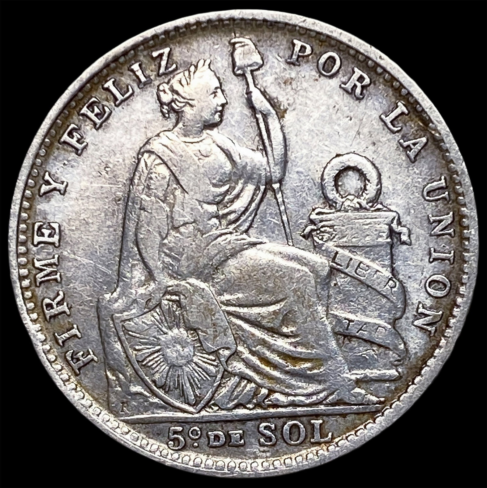 1913 FG Peru Silver 1/5 Sol: 1913 FG Peru Silver 1/5 Sol