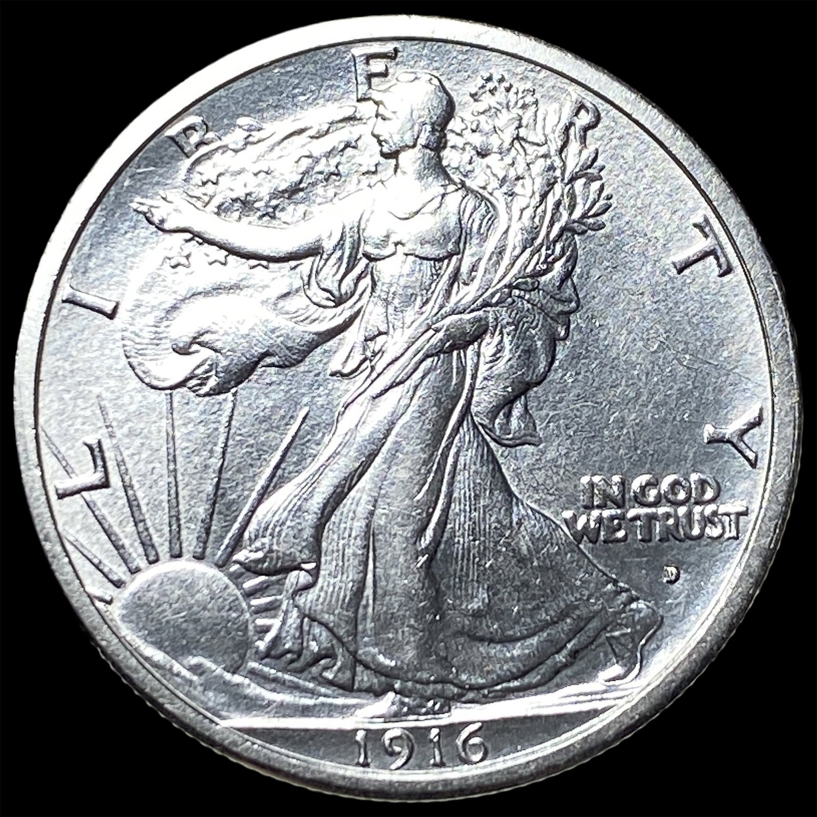 1916-D Silver Walking Liberty Half Dollar CHOICE BU: 1916-D Silver Walking Liberty Half Dollar CHOICE BU