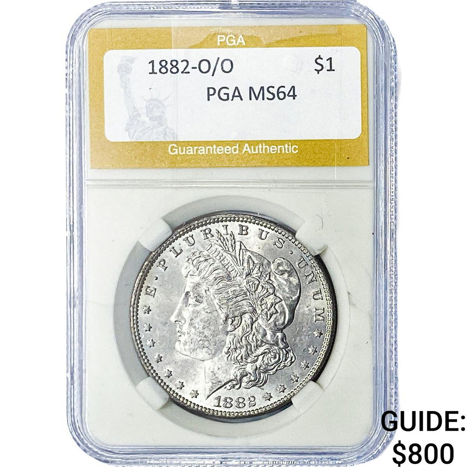 1882-O/O Morgan Silver Dollar PGA MS64: 1882-O/O Morgan Silver Dollar PGA MS64