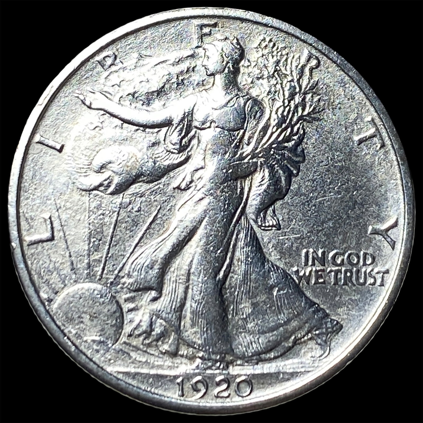 1920-D Walking Liberty Half Dollar CLOSELY UNCIRCULATED: 1920-D Walking Liberty Half Dollar CLOSELY UNCIRCULATED