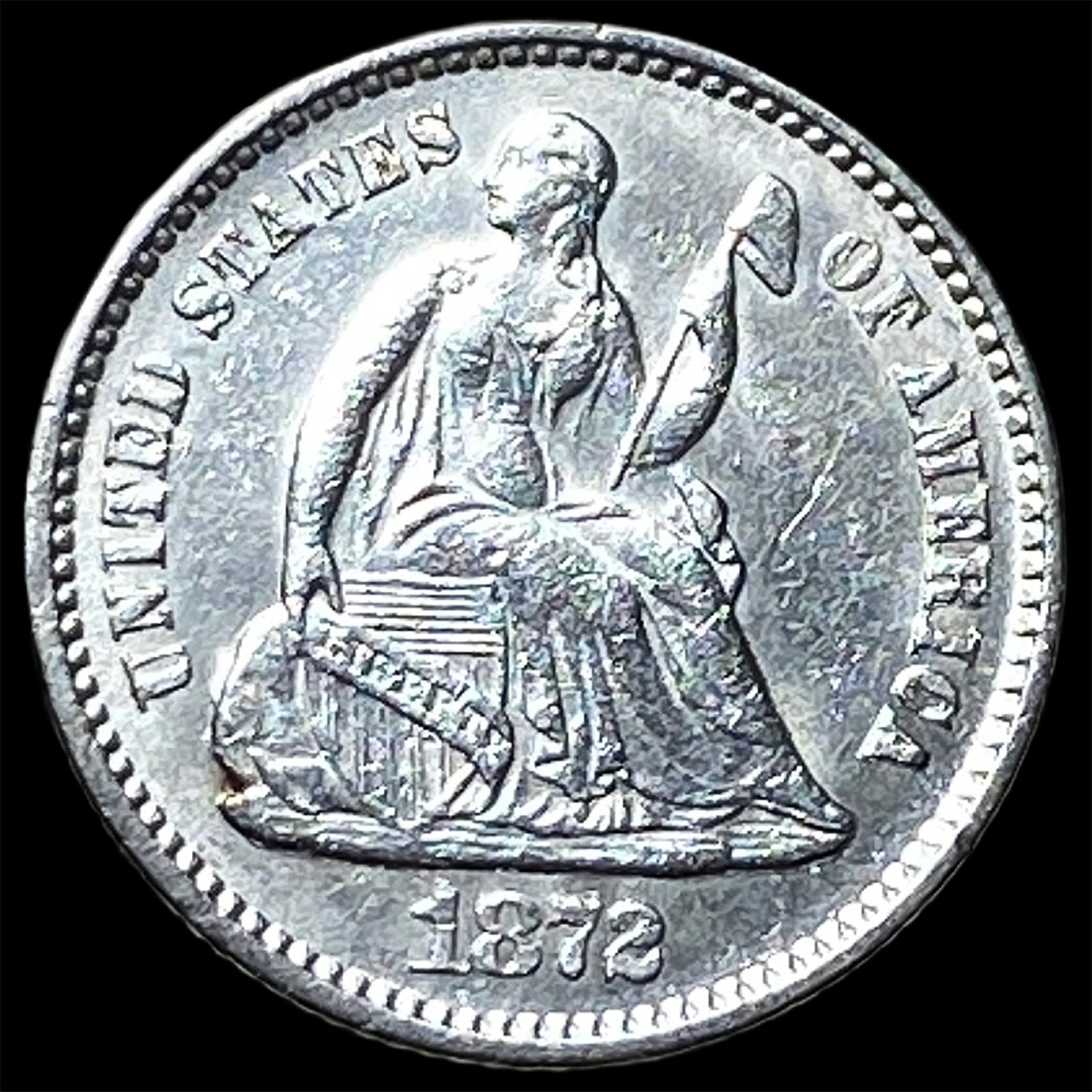 1872 Silver Seated Liberty Half Dime CHOICE BU: 1872 Silver Seated Liberty Half Dime CHOICE BU