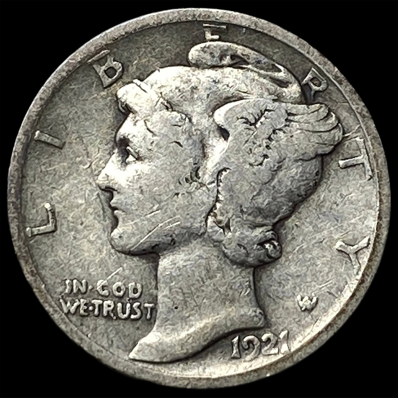 1921-D Silver Mercury Dime LIGHTLY CIRCULATED: 1921-D Silver Mercury Dime LIGHTLY CIRCULATED