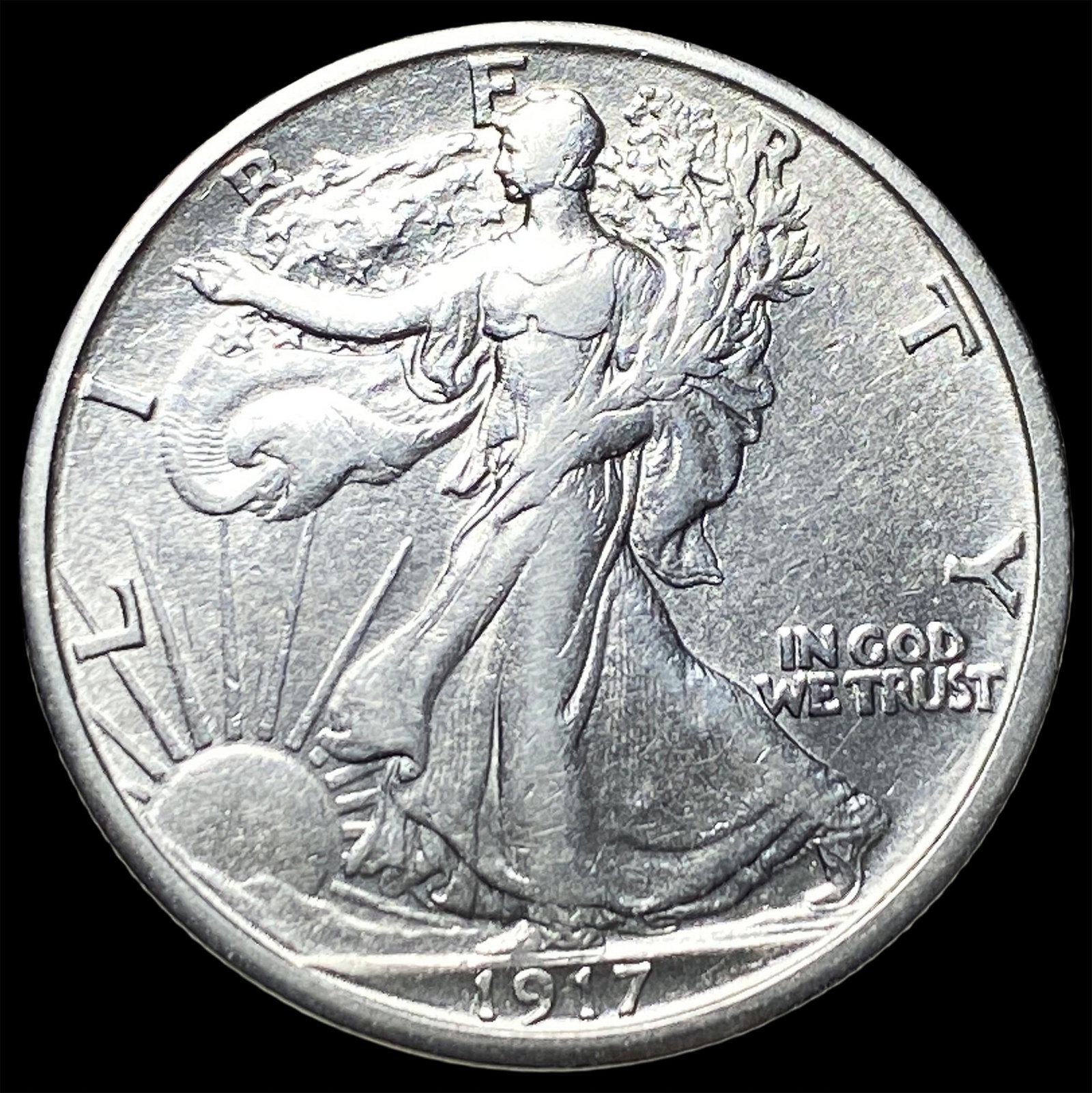 1917-S Silver Walking Liberty Half Dollar CLOSELY UNCIRCULATED: 1917-S Silver Walking Liberty Half Dollar CLOSELY UNCIRCULATED