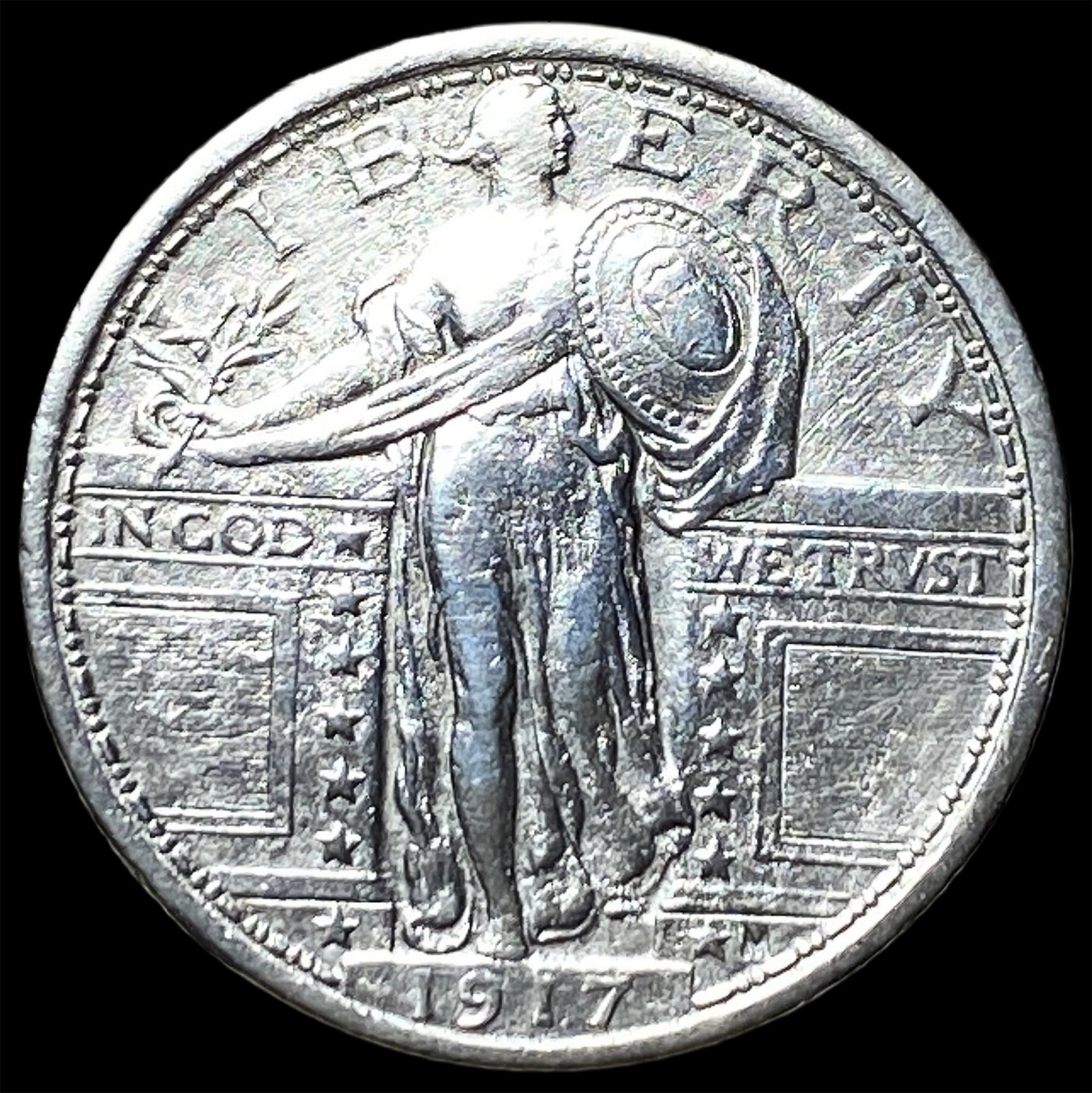 1917 Type 1 Standing Liberty Quarter CLOSELY UNCIRCULATED: 1917 Type 1 Standing Liberty Quarter CLOSELY UNCIRCULATED