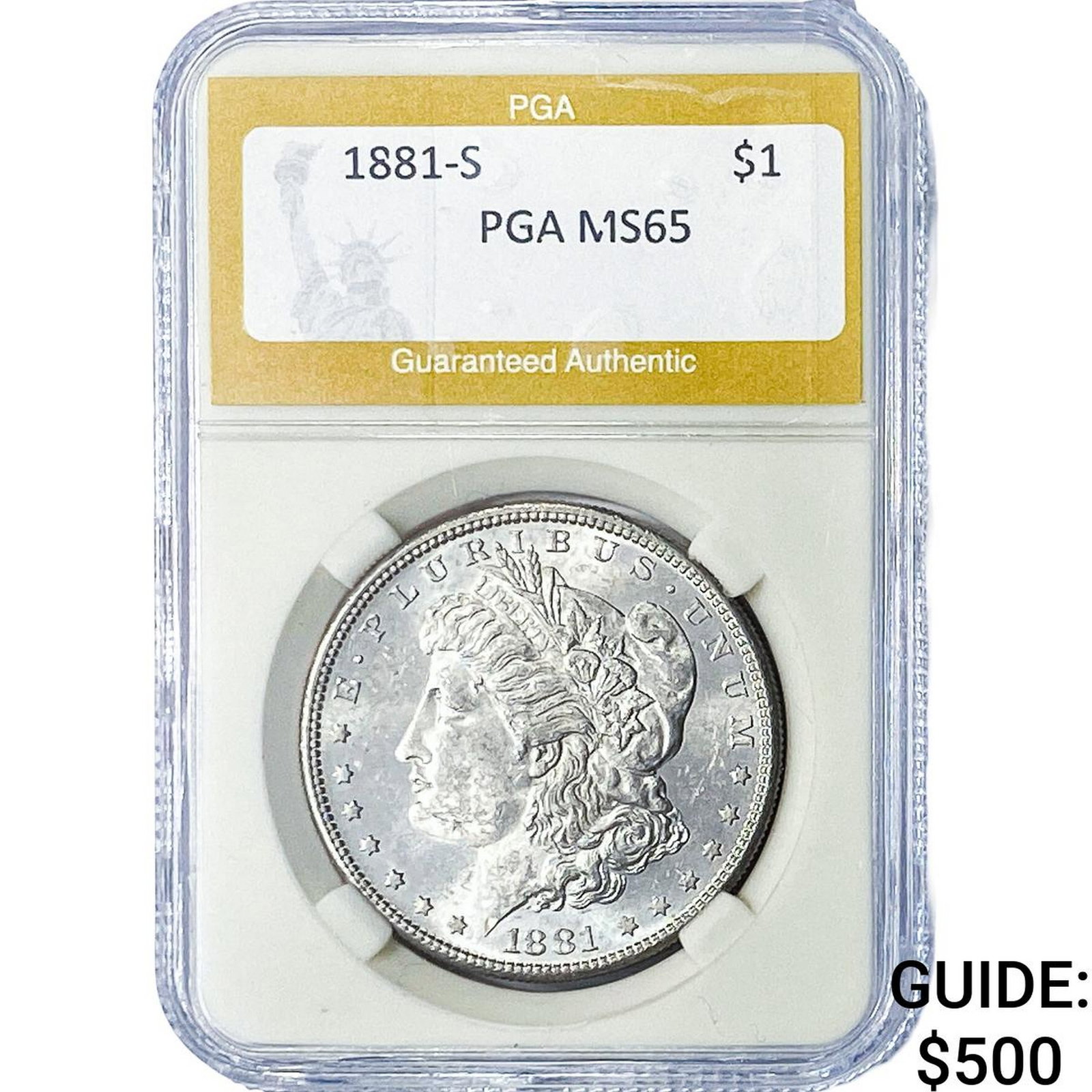 1881-S Morgan Silver Dollar PGA MS65: 1881-S Morgan Silver Dollar PGA MS65