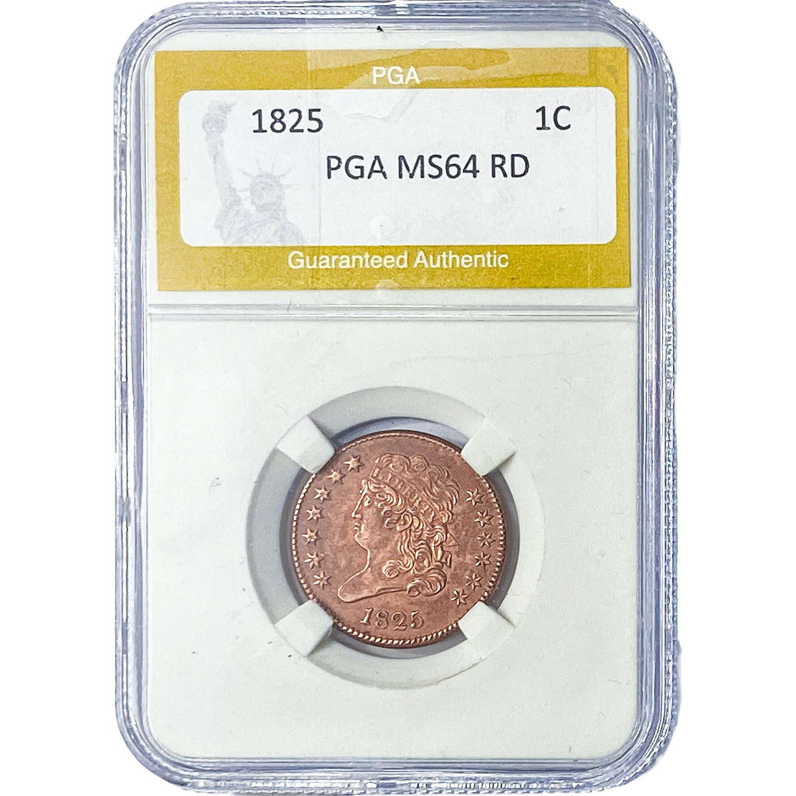 1825 Classic Head Half Cent PGA MS64 RD: 1825 Classic Head Half Cent PGA MS64 RD
