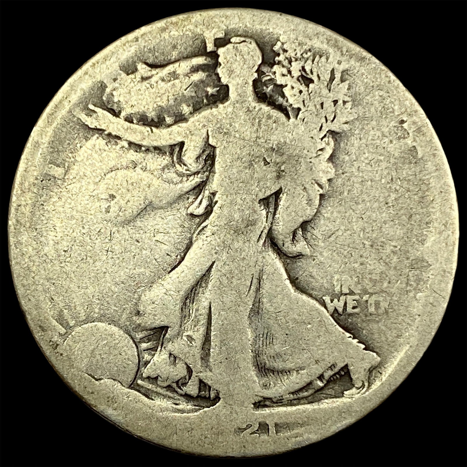 1921-S Walking Liberty Half Dollar NICELY CIRCULATED: 1921-S Walking Liberty Half Dollar NICELY CIRCULATED