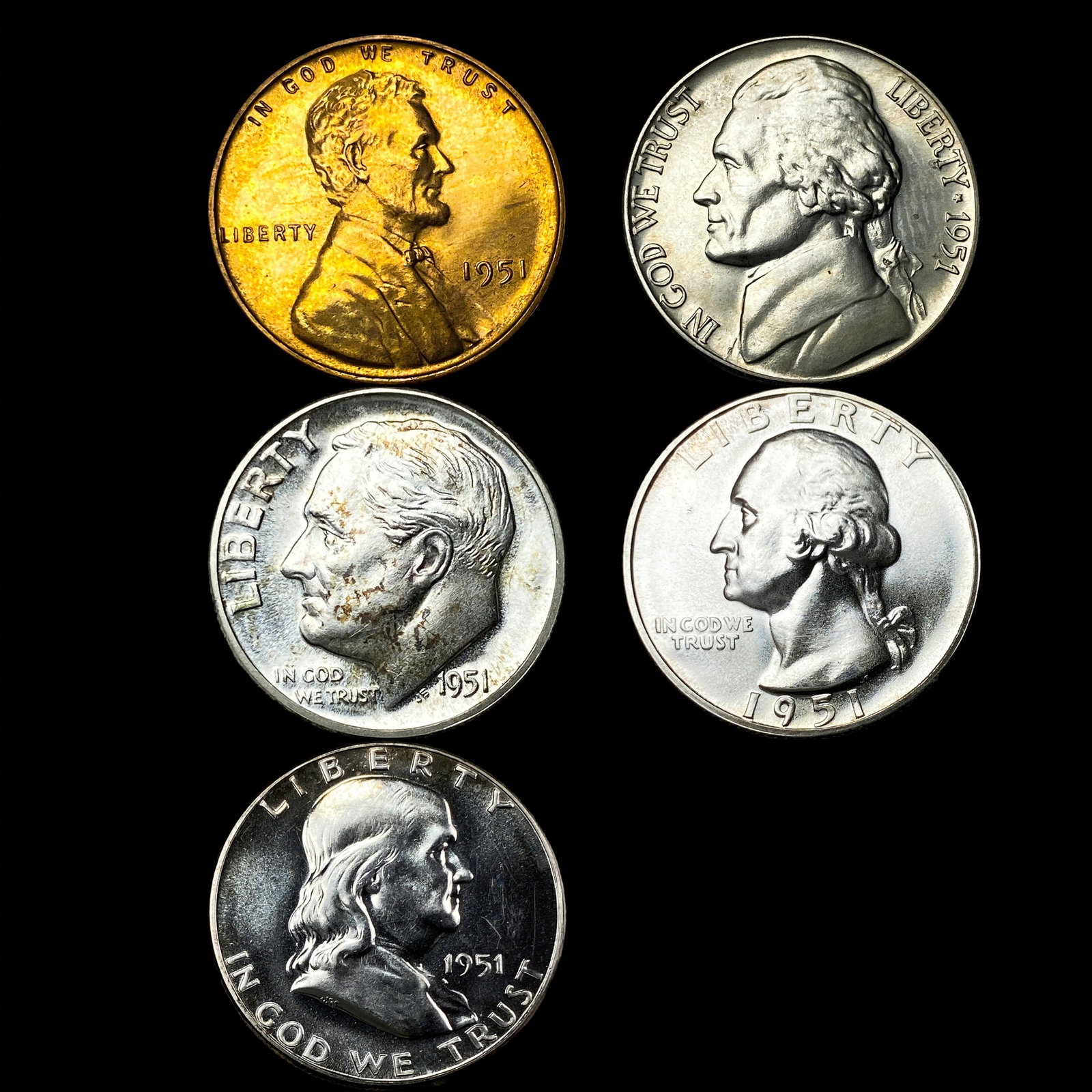 [5] 1951 U.S. Proof Set 1c-50c GEM PROOF (1 of 2)