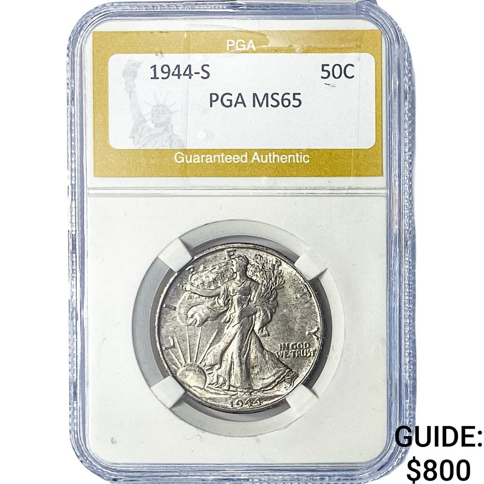1944-S Walking Liberty Half Dollar PGA MS65: 1944-S Walking Liberty Half Dollar PGA MS65