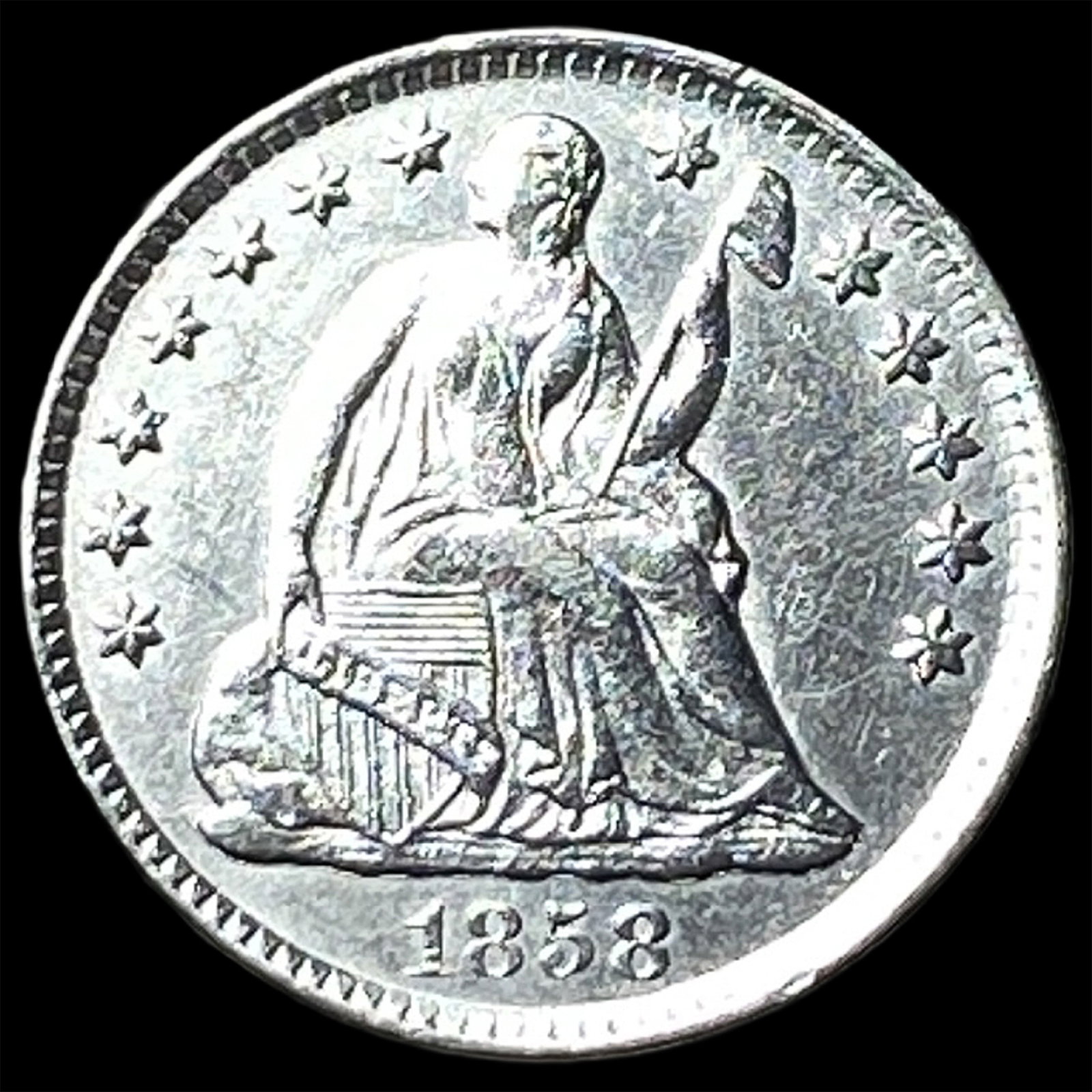 1858 Silver Seated Liberty Half Dime CLOSELY UNCIRCULATED (1 of 2)