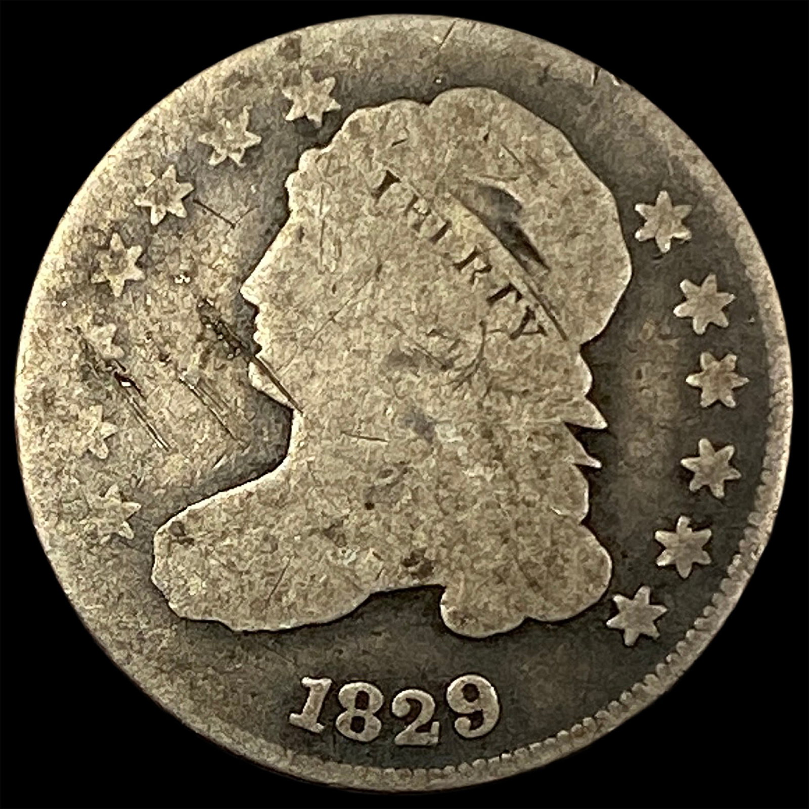 1829 Capped Bust Dime NICELY CIRCULATED: 1829 Capped Bust Dime NICELY CIRCULATED