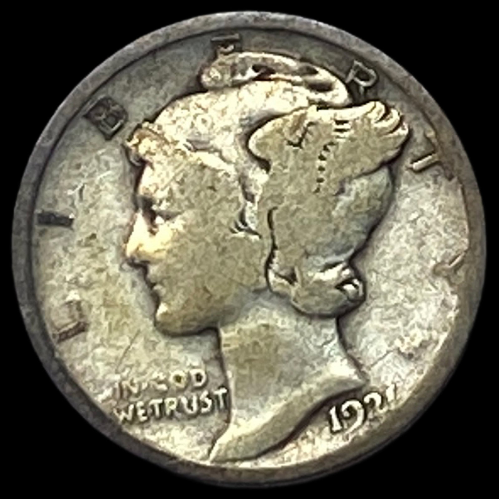 1921 Silver Mercury Dime LIGHTLY CIRCULATED: 1921 Silver Mercury Dime LIGHTLY CIRCULATED