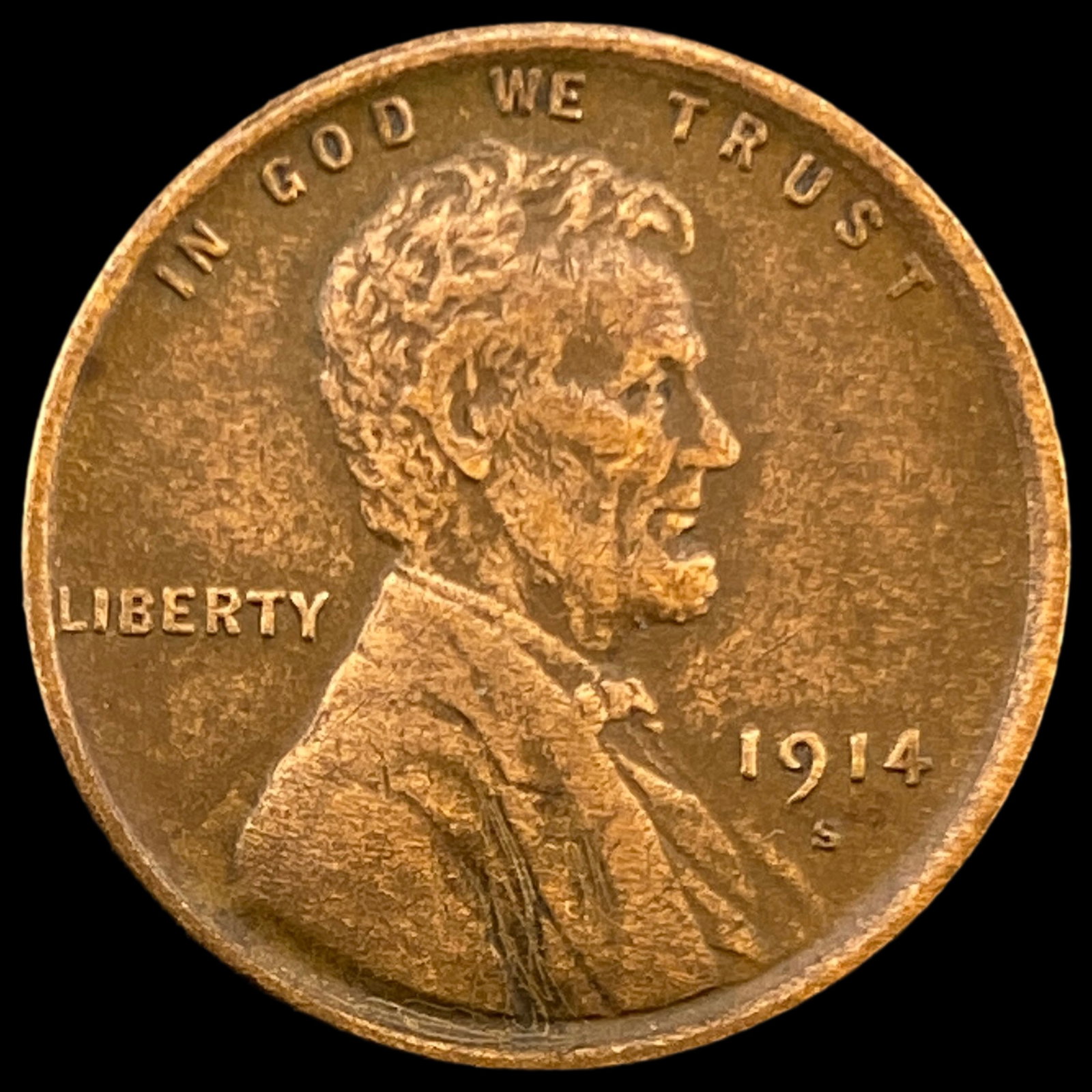 1914-S Lincoln Wheat Cent CHOICE AU: 1914-S Lincoln Wheat Cent CHOICE AU
