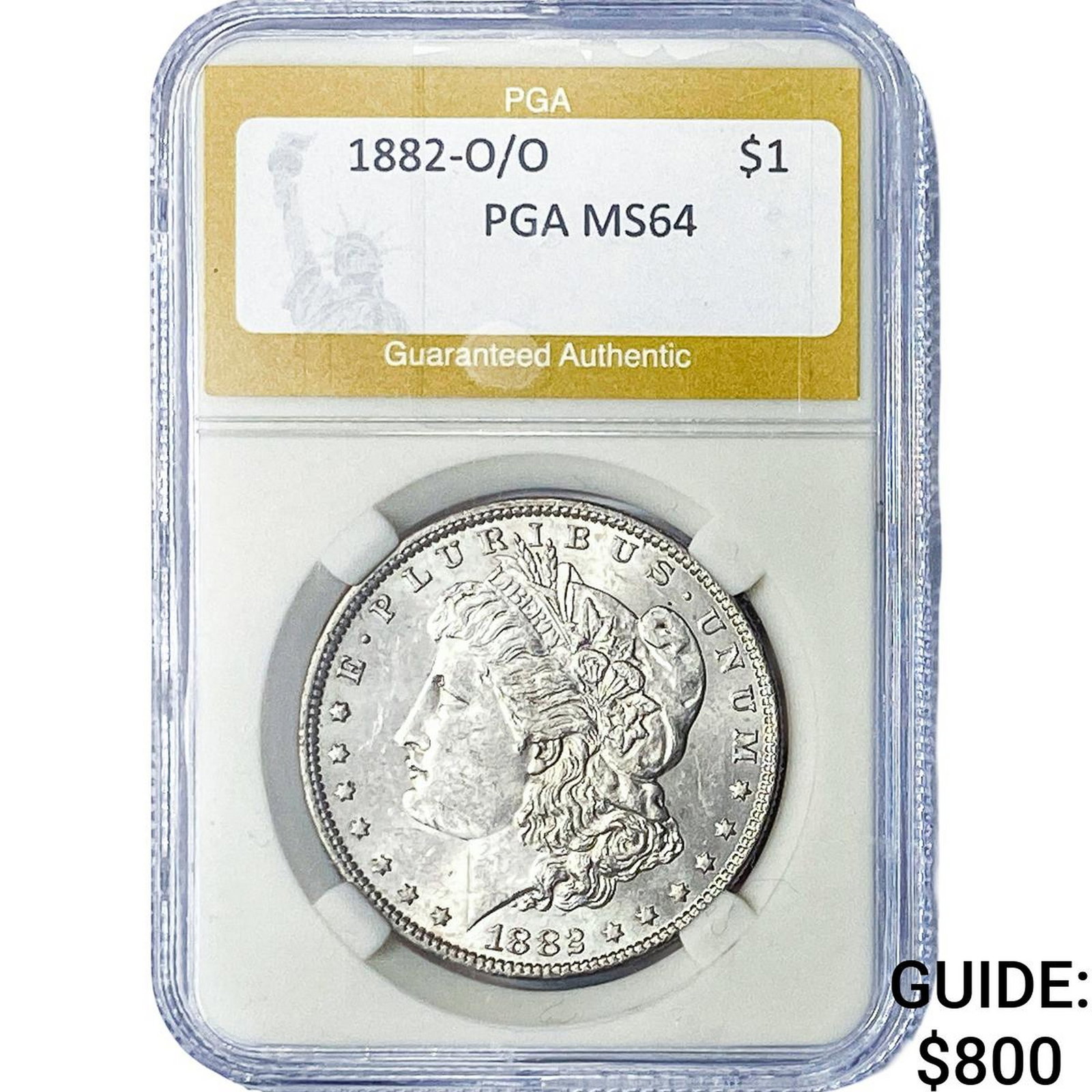 1882-O/O Morgan Silver Dollar PGA MS64: 1882-O/O Morgan Silver Dollar PGA MS64