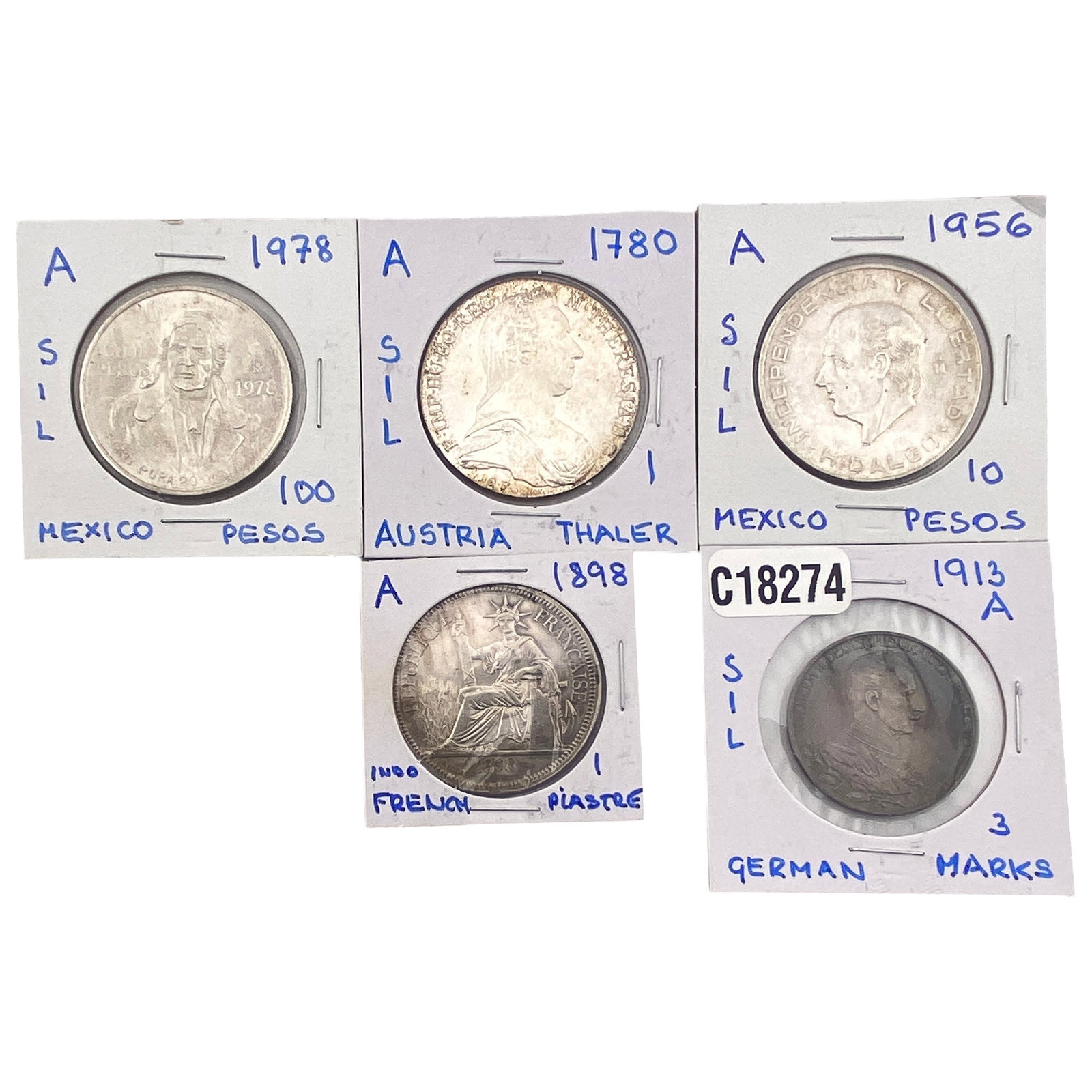 [5 Coins] 1780-1978 Mixed World Coins Lot (1 of 2)
