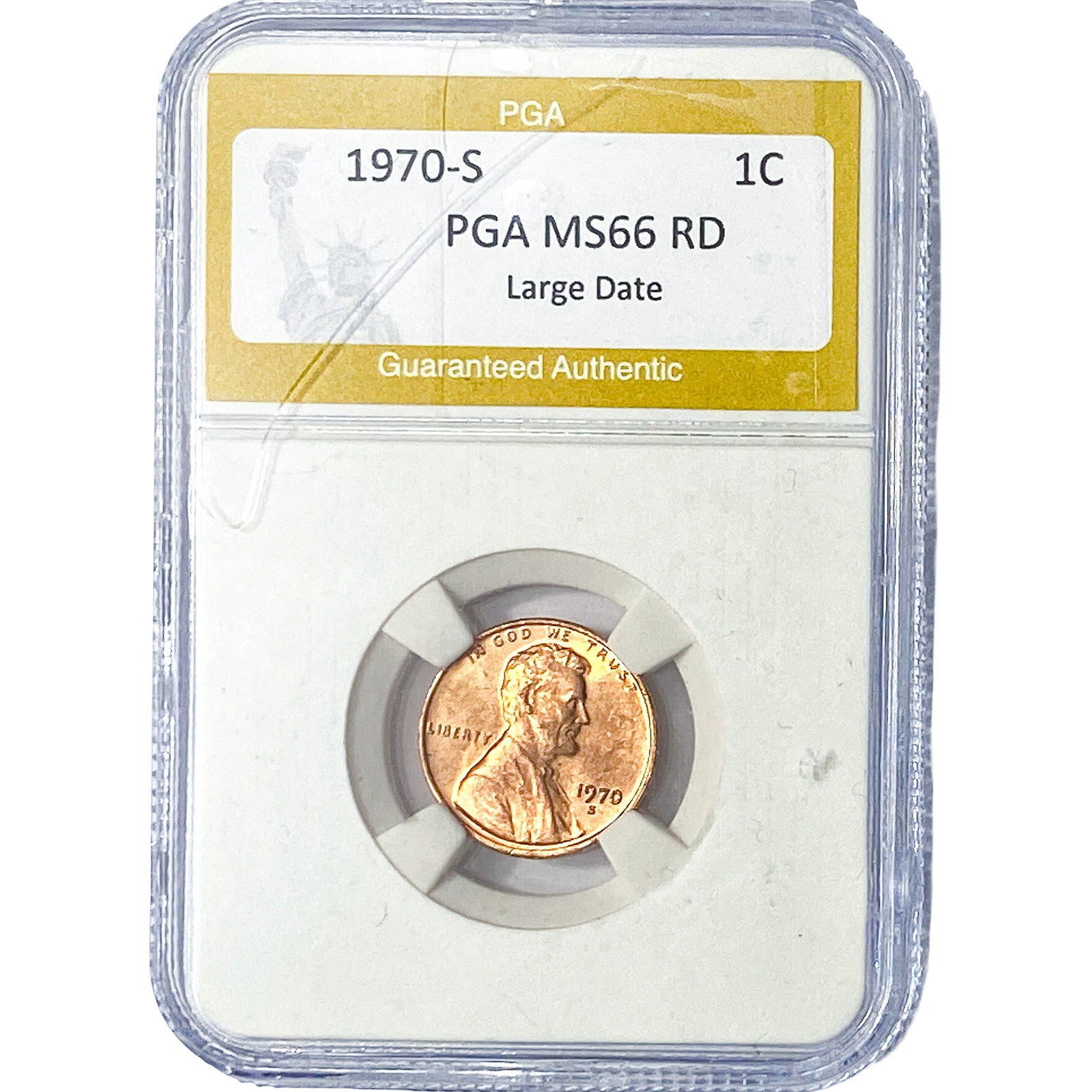 1970-S Wheat Cent PGA MS66 RD, Large Date: 1970-S Wheat Cent PGA MS66 RD, Large Date