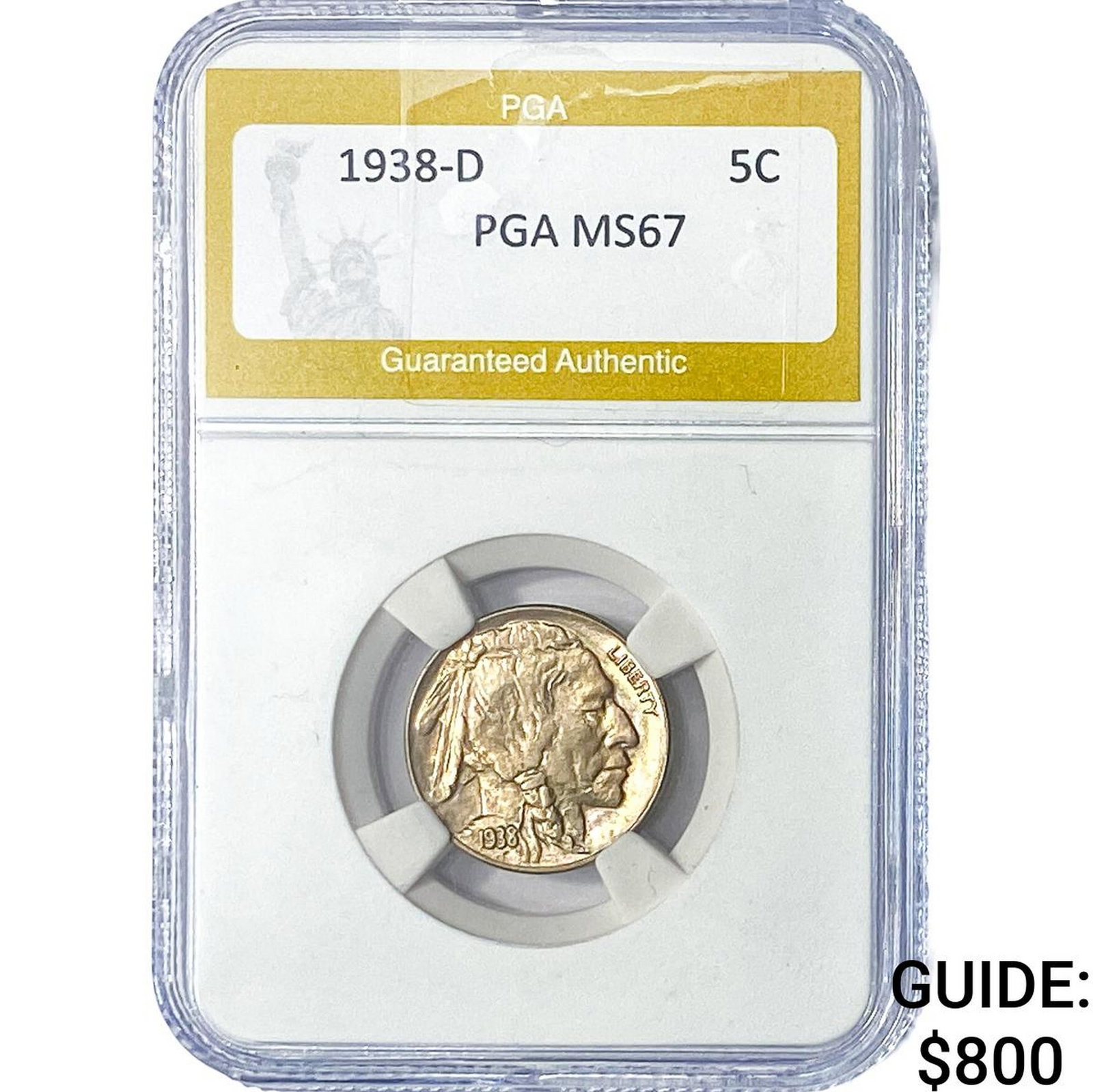 1938-D Buffalo Nickel PGA MS67: 1938-D Buffalo Nickel PGA MS67