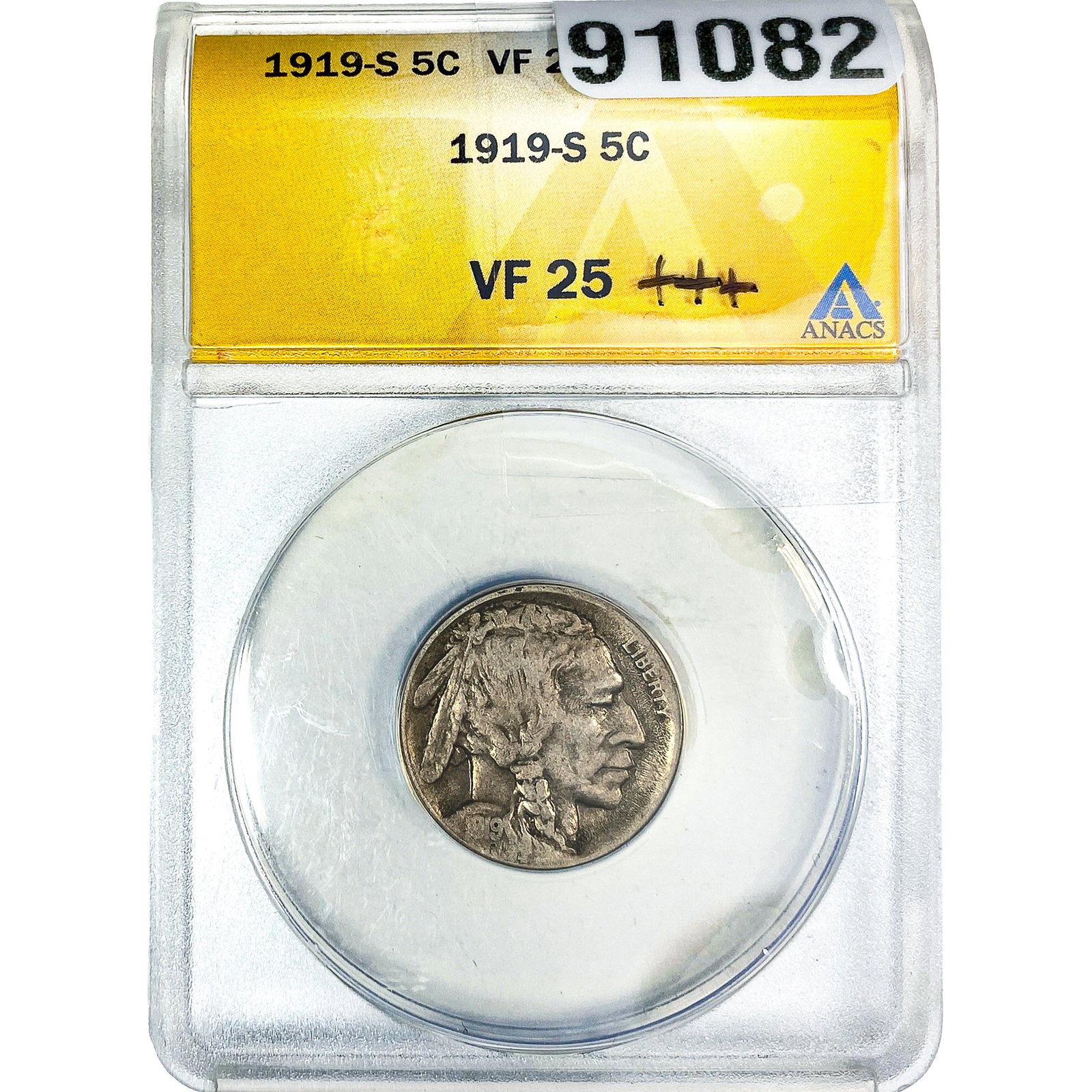 1919-S Buffalo Nickel ANACS VF25: 1919-S Buffalo Nickel ANACS VF25
