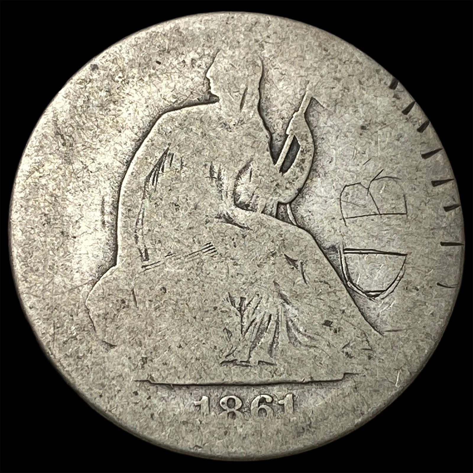 1861-S Seated Liberty Silver Half Dollar NICELY CIRCULATED: 1861-S Seated Liberty Silver Half Dollar NICELY CIRCULATED