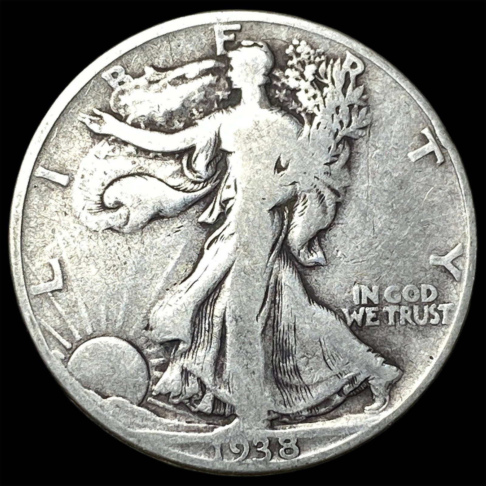 1938-D Silver Walking Liberty Half Dollar NICELY CIRCULATED: 1938-D Silver Walking Liberty Half Dollar NICELY CIRCULATED