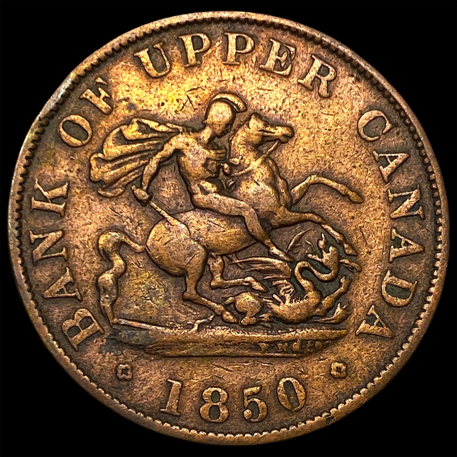 1850 Canada Copper 1/2 Penny Bank Token: 1850 Canada Copper 1/2 Penny Bank Token