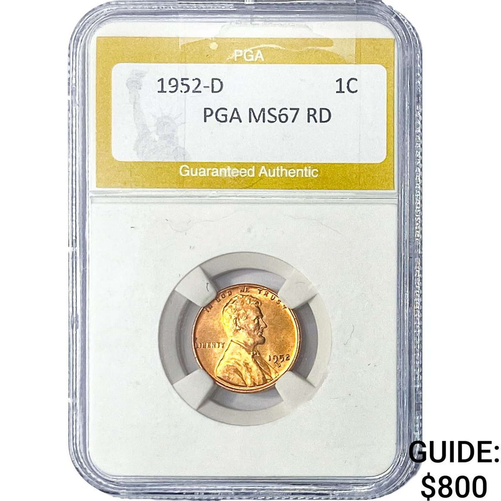 1952-D Wheat Cent PGA MS67 RD: 1952-D Wheat Cent PGA MS67 RD