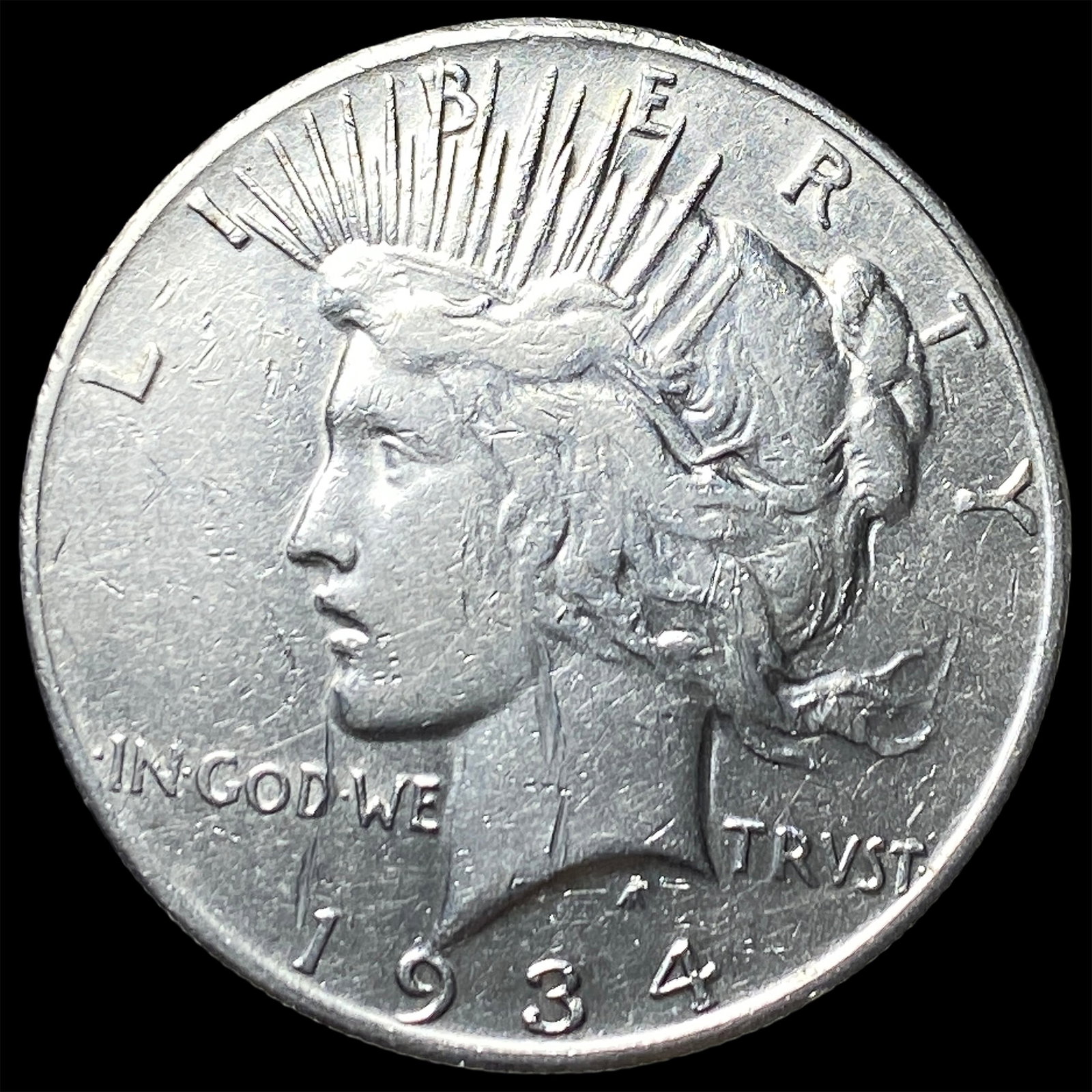 1934-S Silver Peace Dollar NEARLY UNCIRCULATED: 1934-S Silver Peace Dollar NEARLY UNCIRCULATED