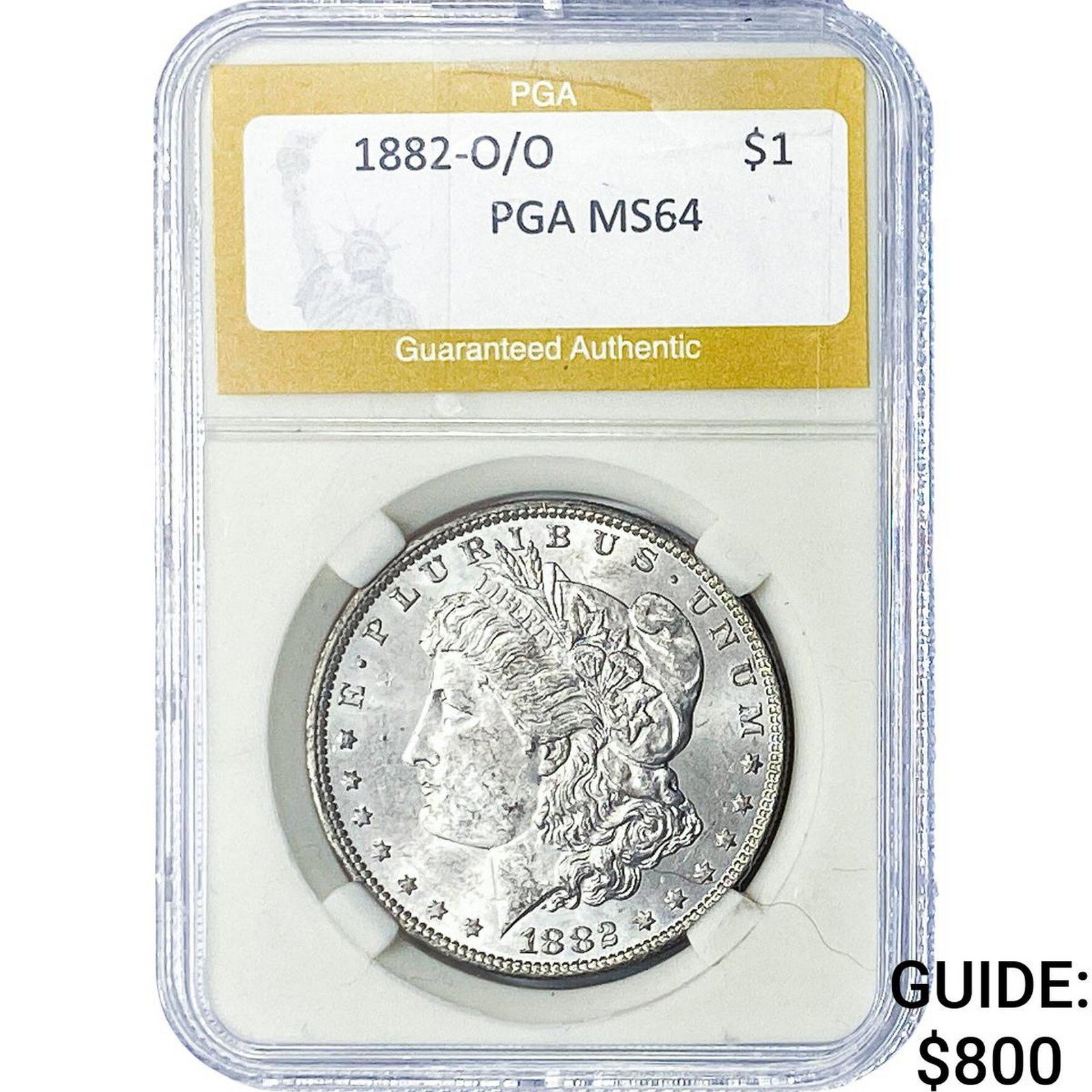 1882-O/O Morgan Silver Dollar PGA MS64: 1882-O/O Morgan Silver Dollar PGA MS64