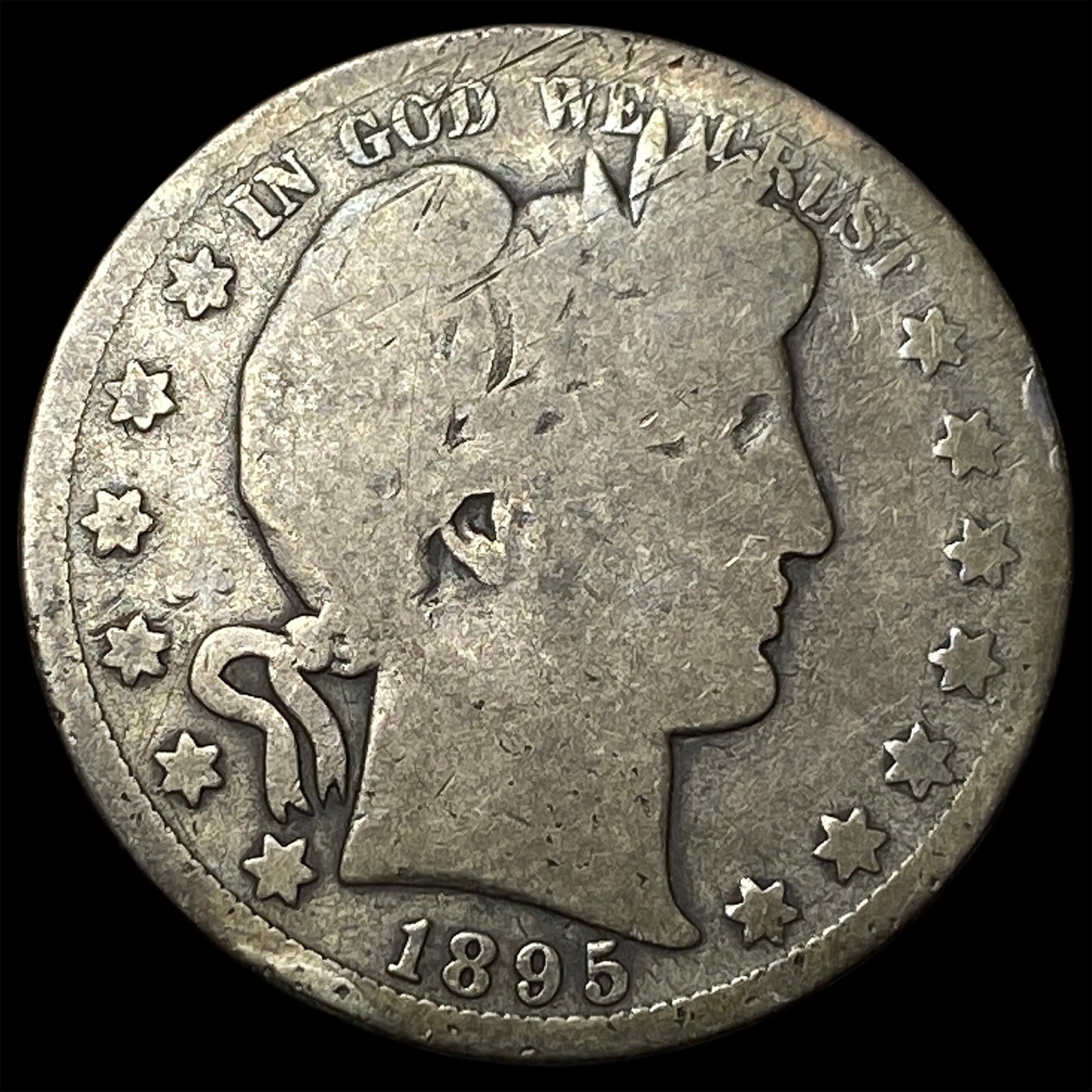 1895-S Silver Barber Half Dollar NICELY CIRCULATED: 1895-S Silver Barber Half Dollar NICELY CIRCULATED