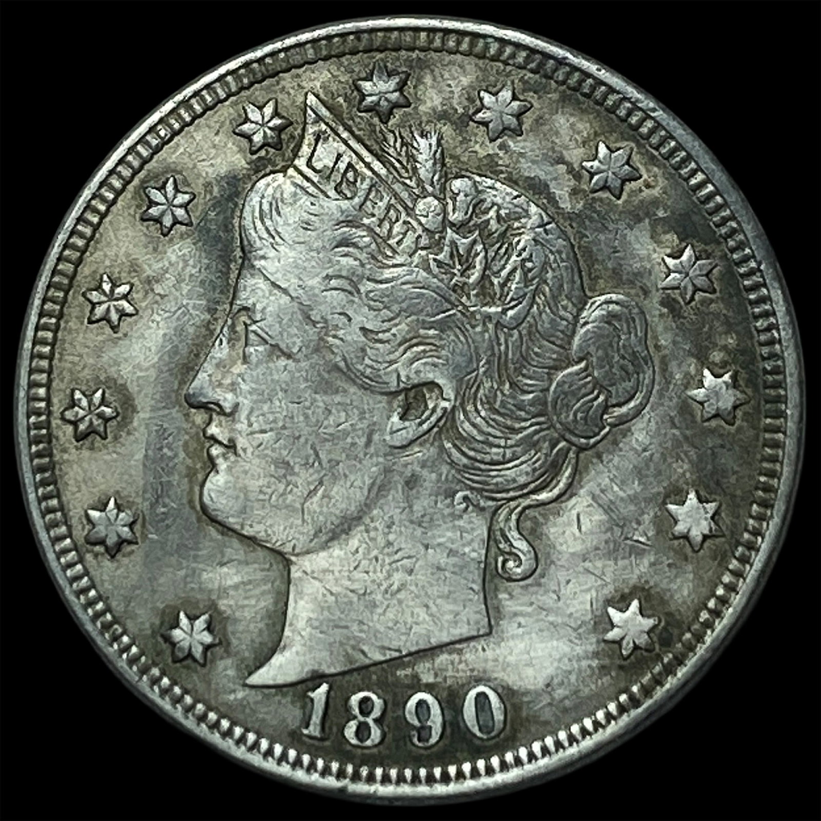 1890 Liberty Head Nickel NEARLY UNCIRCULATED: 1890 Liberty Head Nickel NEARLY UNCIRCULATED