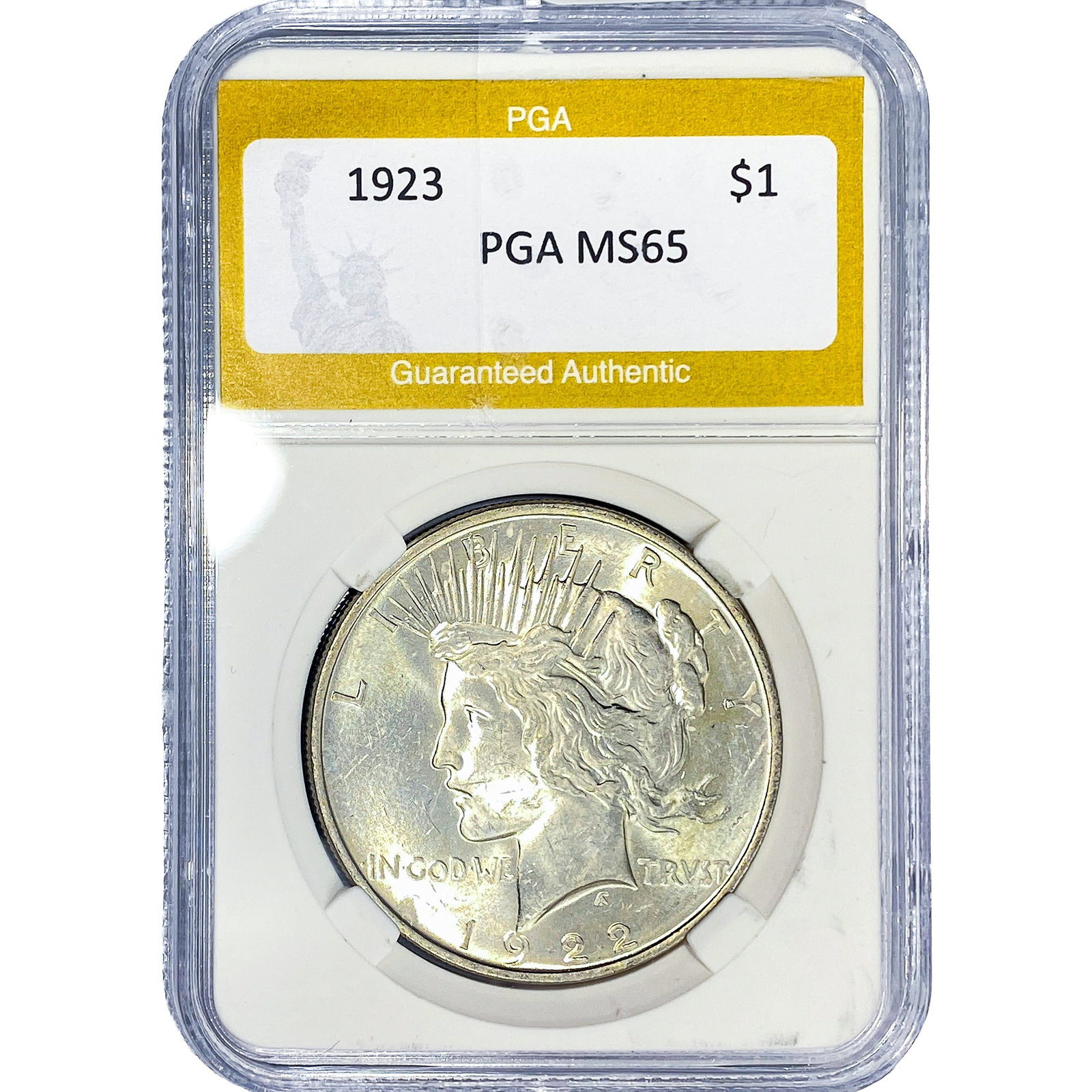 1923 Silver Peace Dollar PGA MS65: 1923 Silver Peace Dollar PGA MS65