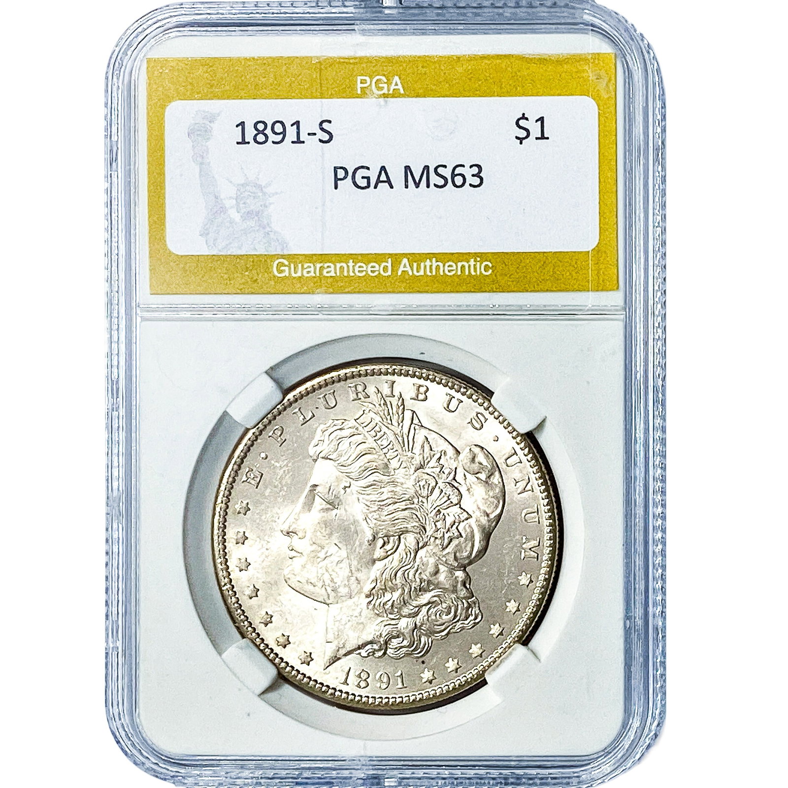 1891-S Morgan Silver Dollar PGA MS63: 1891-S Morgan Silver Dollar PGA MS63