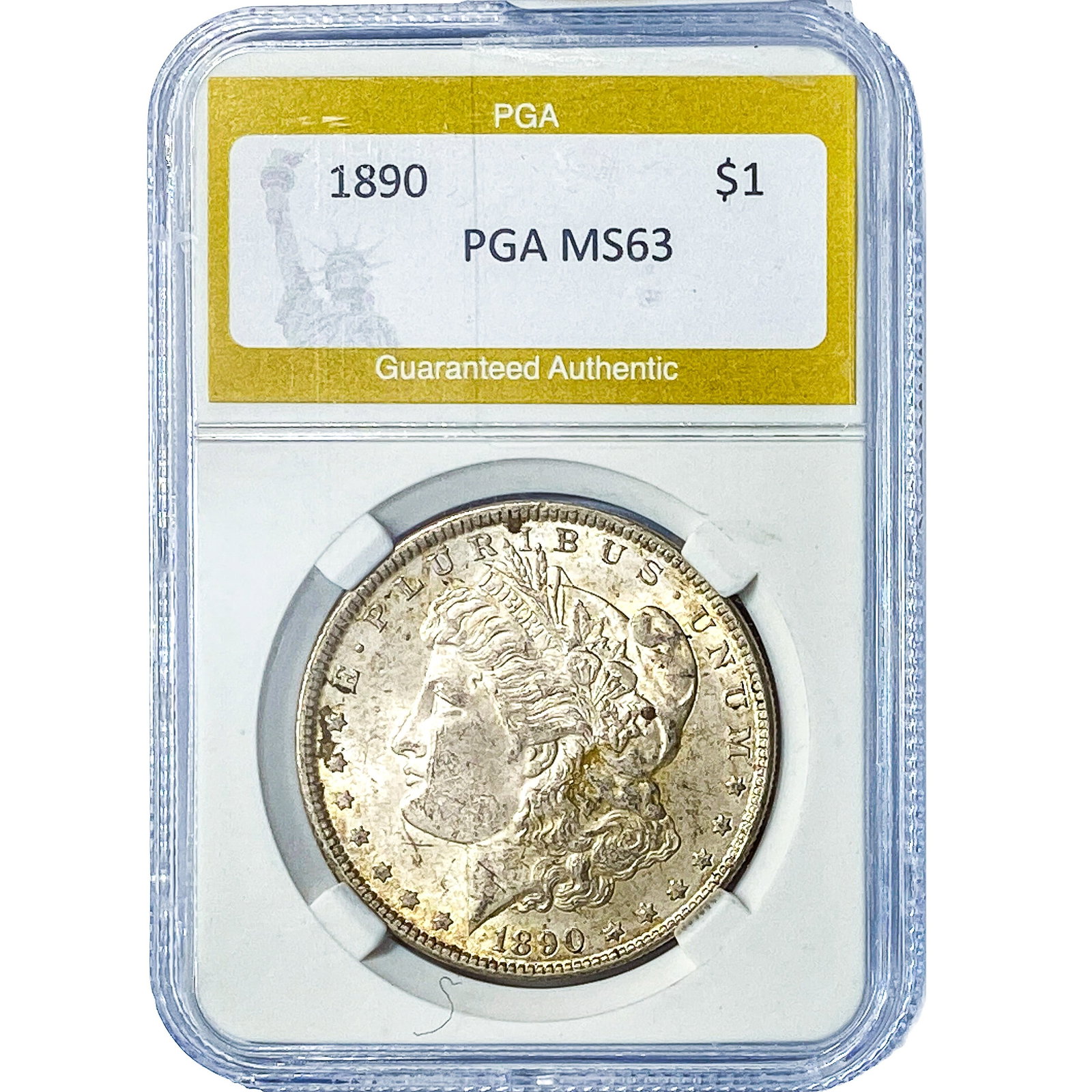 1890 Morgan Silver Dollar PGA MS63: 1890 Morgan Silver Dollar PGA MS63