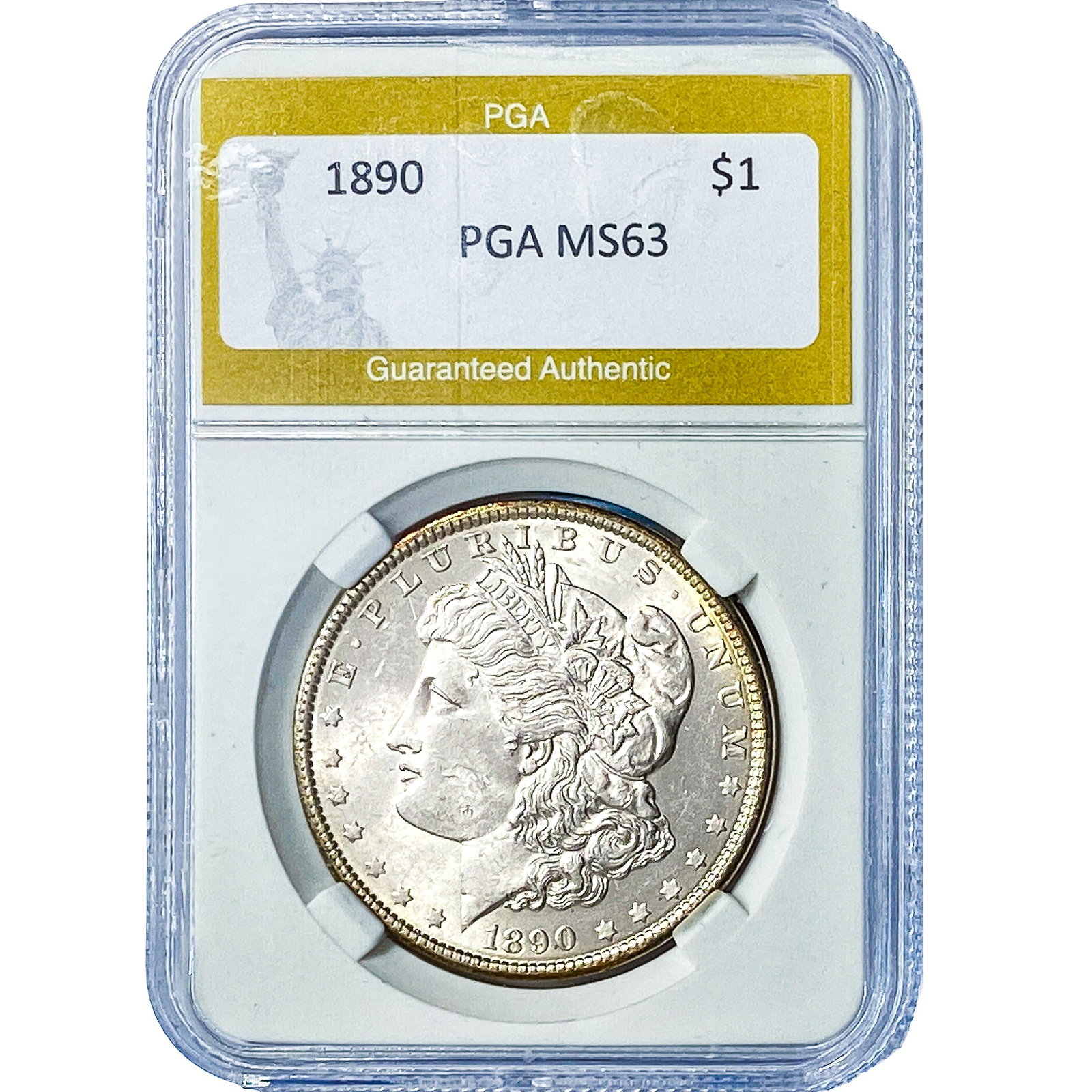 1890 Morgan Silver Dollar PGA MS63: 1890 Morgan Silver Dollar PGA MS63
