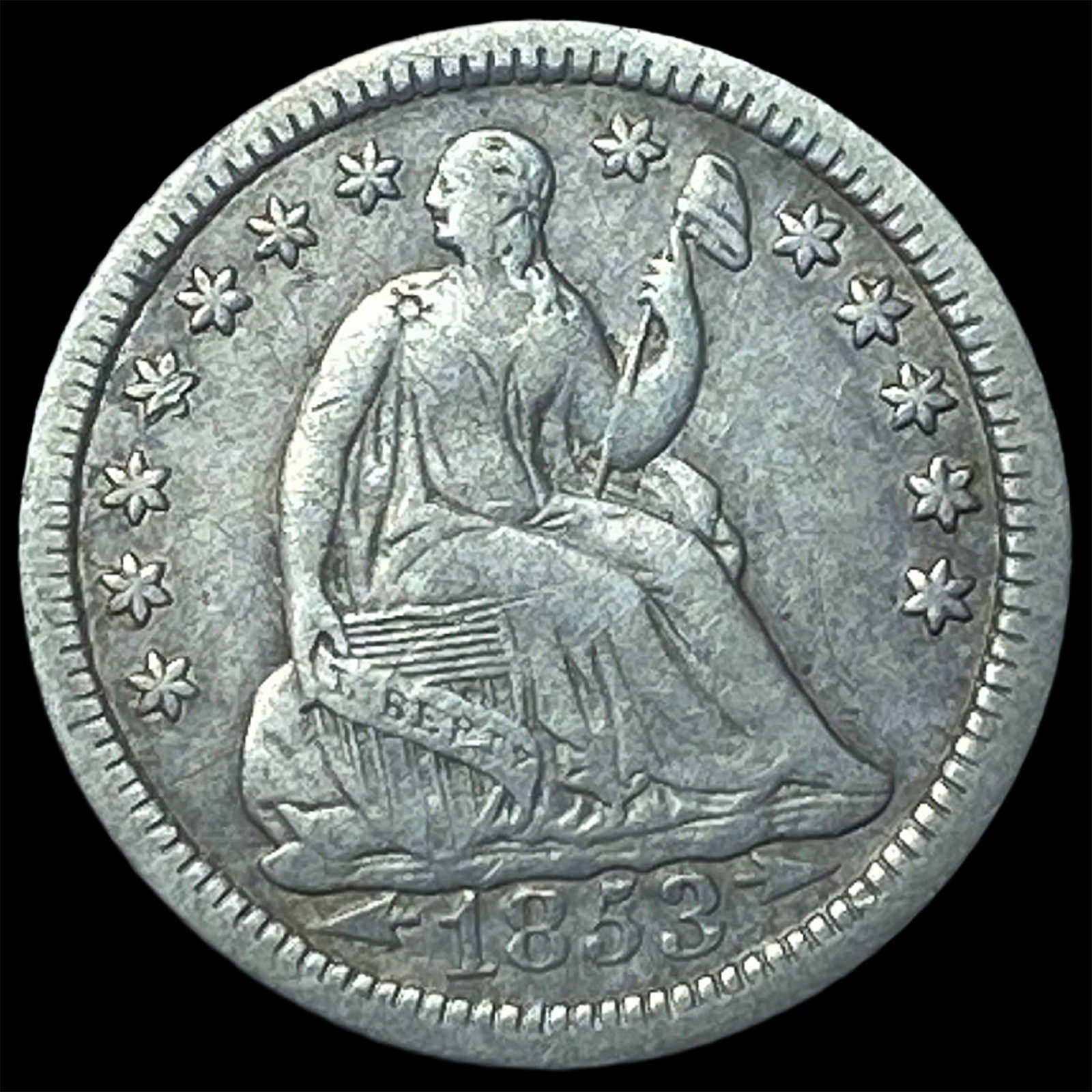1853-O Silver Seated Liberty Half Dime LIGHTLY CIRCULATED: 1853-O Silver Seated Liberty Half Dime LIGHTLY CIRCULATED