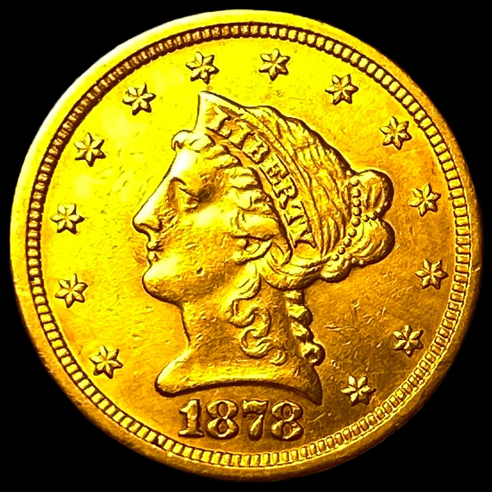 1878-S Gold $2.50 Liberty Head Quarter Eagle CLOSELY UNCIRCULATED: 1878-S Gold $2.50 Liberty Head Quarter Eagle CLOSELY UNCIRCULATED