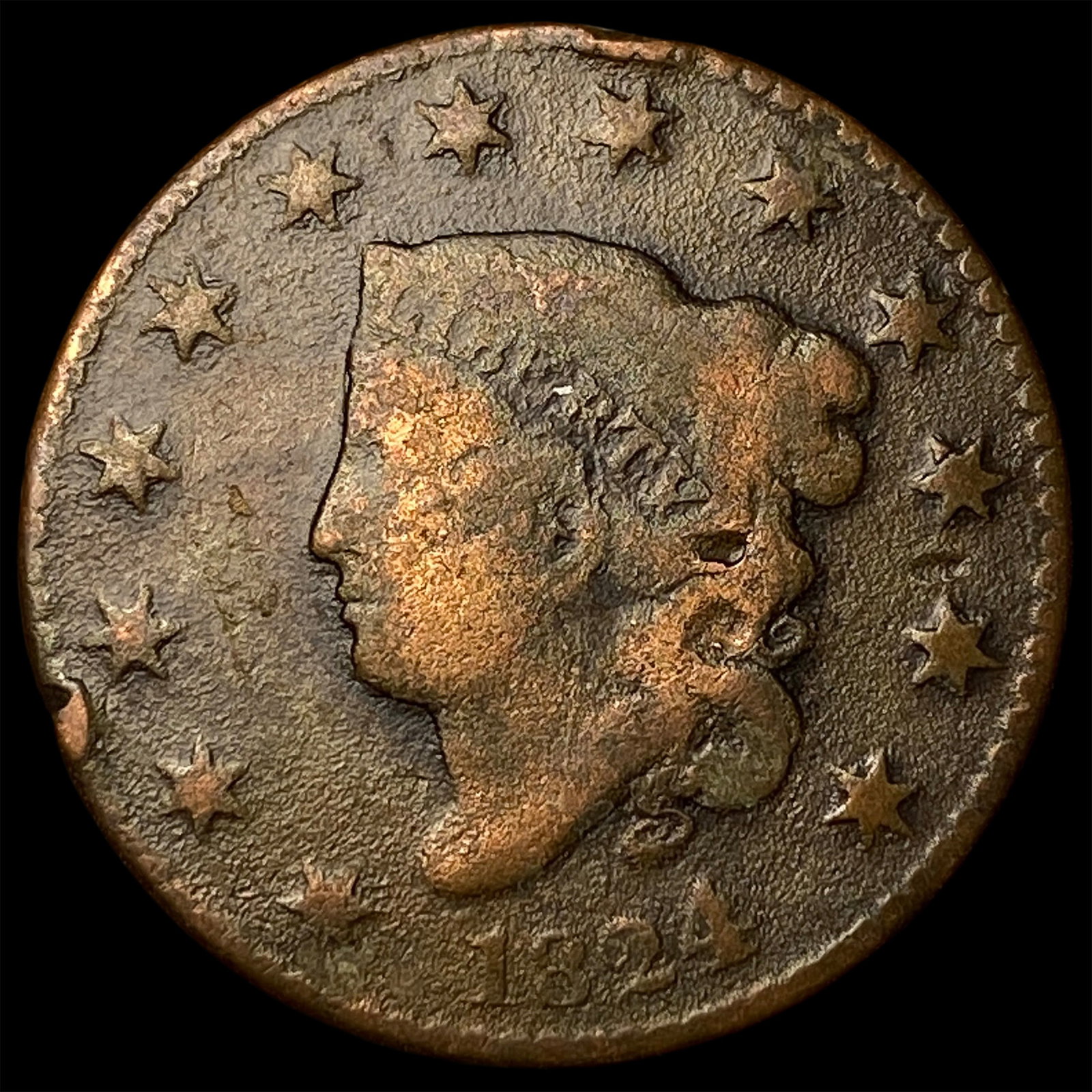 1824 Coronet Head Large Cent LIGHTLY CIRCULATED: 1824 Coronet Head Large Cent LIGHTLY CIRCULATED