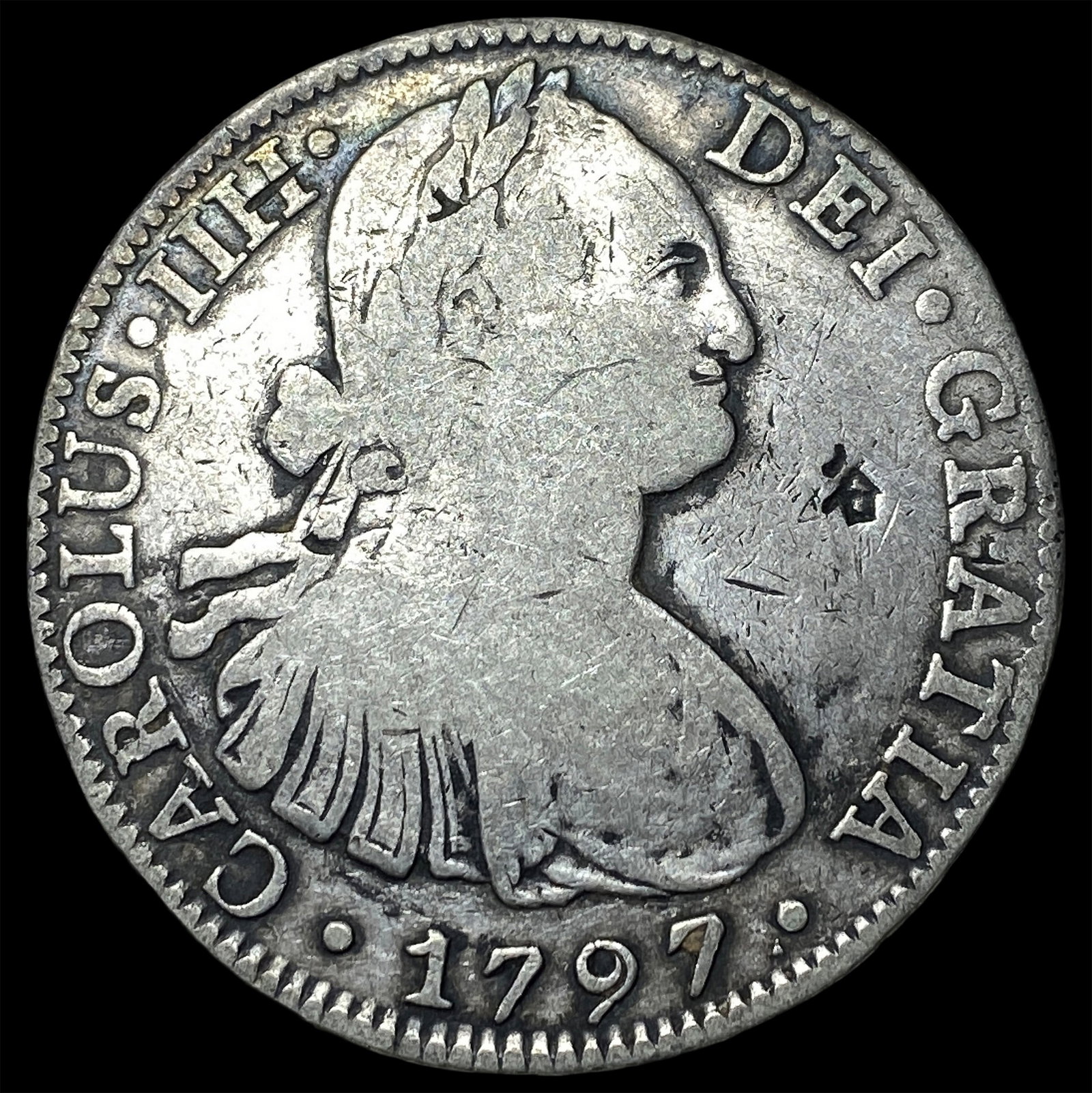 1797-Mo FM Silver 8 Reales NEARLY UNCIRCULATED: 1797-Mo FM Silver 8 Reales NEARLY UNCIRCULATED